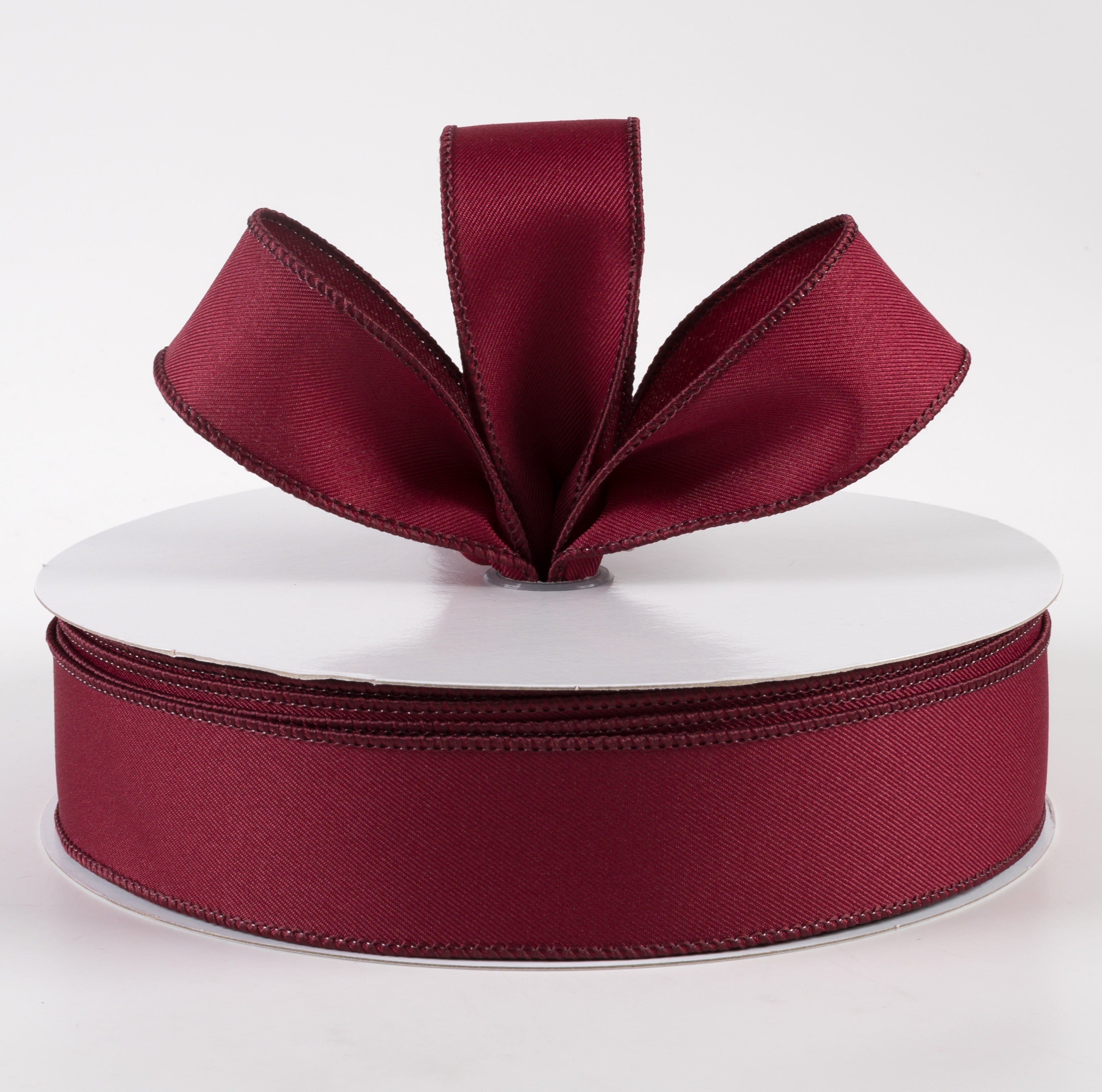 1.5" Diagonal Weave Fabric Ribbon: Wine (50 Yards) Lifestyle Photo