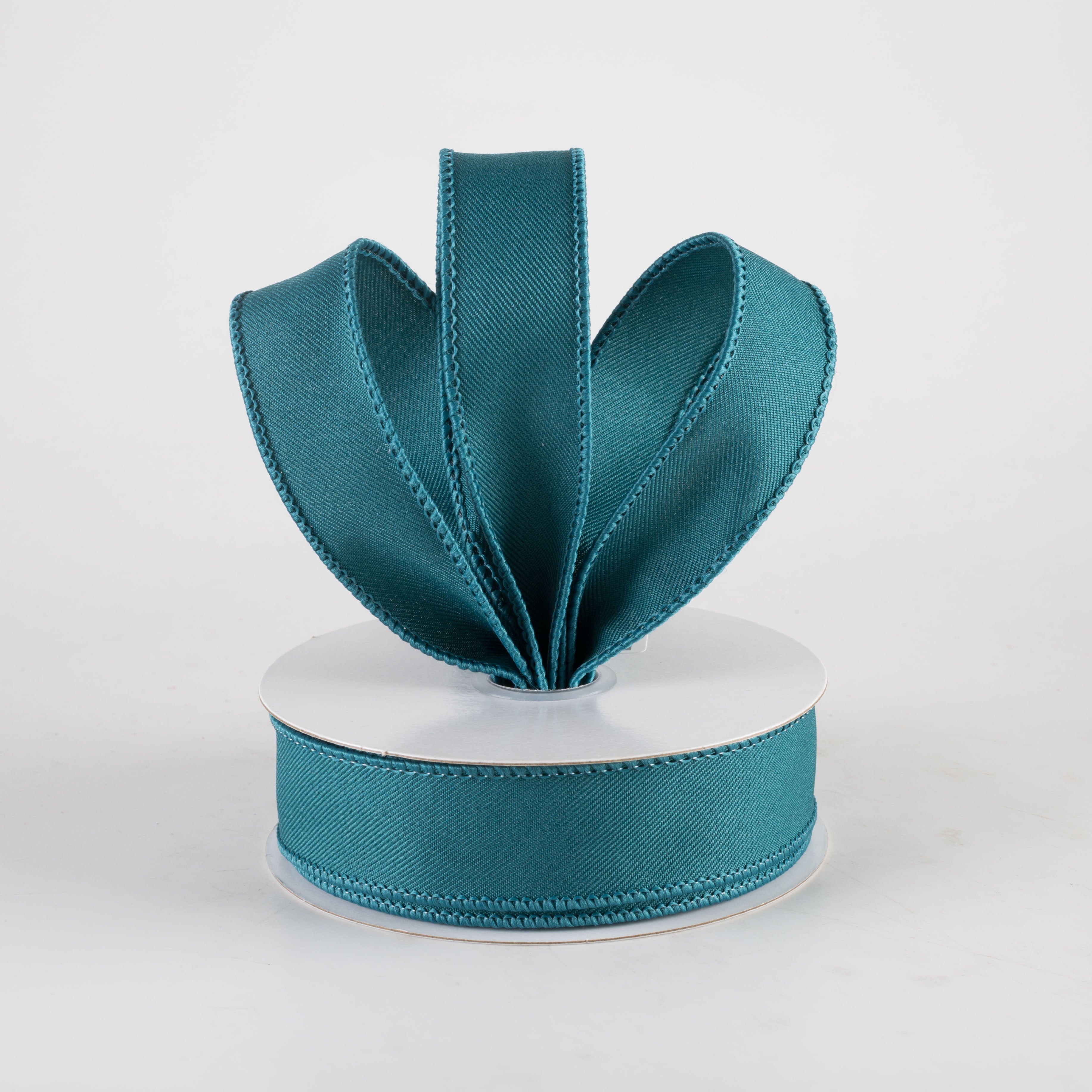 7/8" Diagonal Weave Ribbon: Dark Teal (10 Yards) Lifestyle Photo