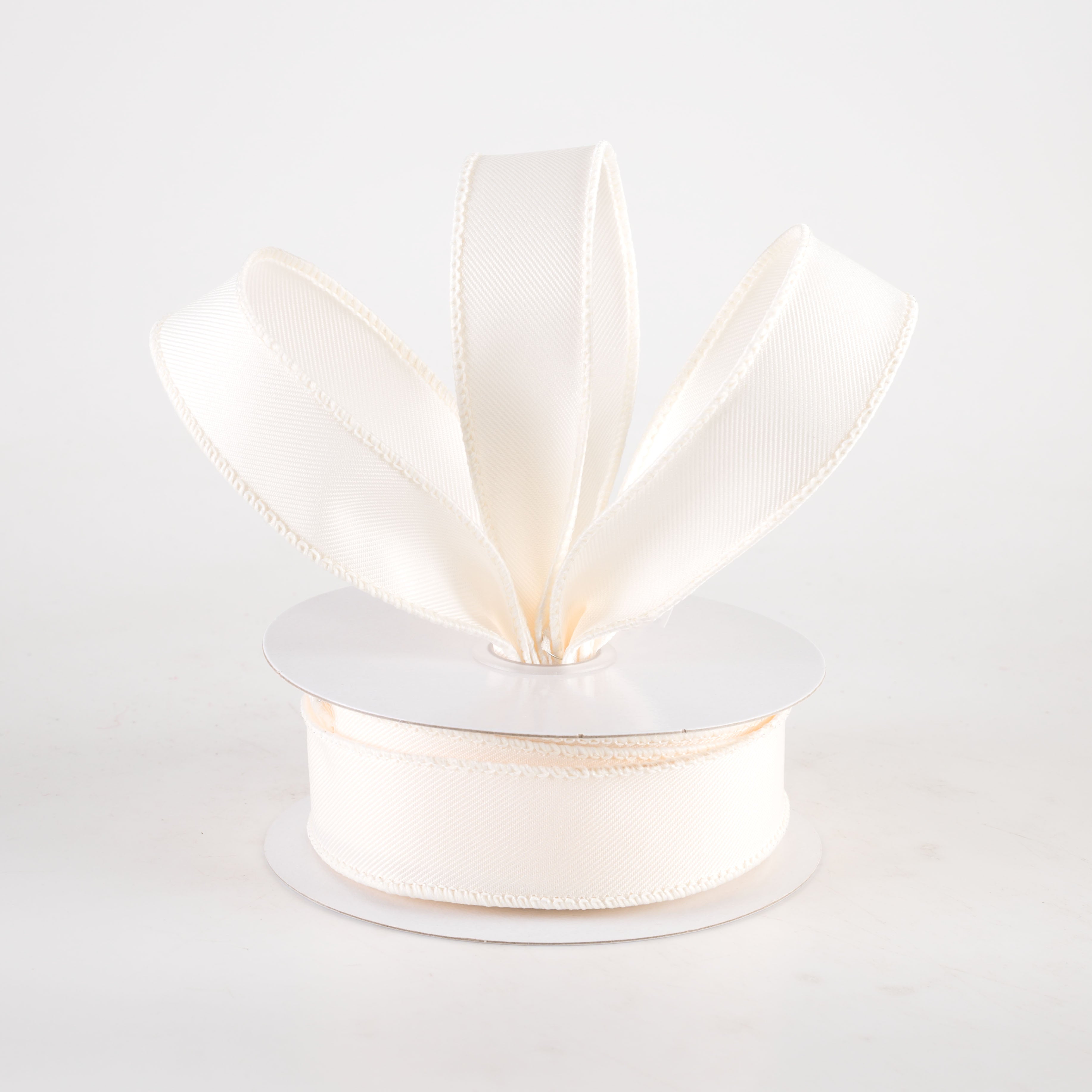 7/8" Diagonal Weave Ribbon: Ivory Cream (10 Yards) Lifestyle Photo