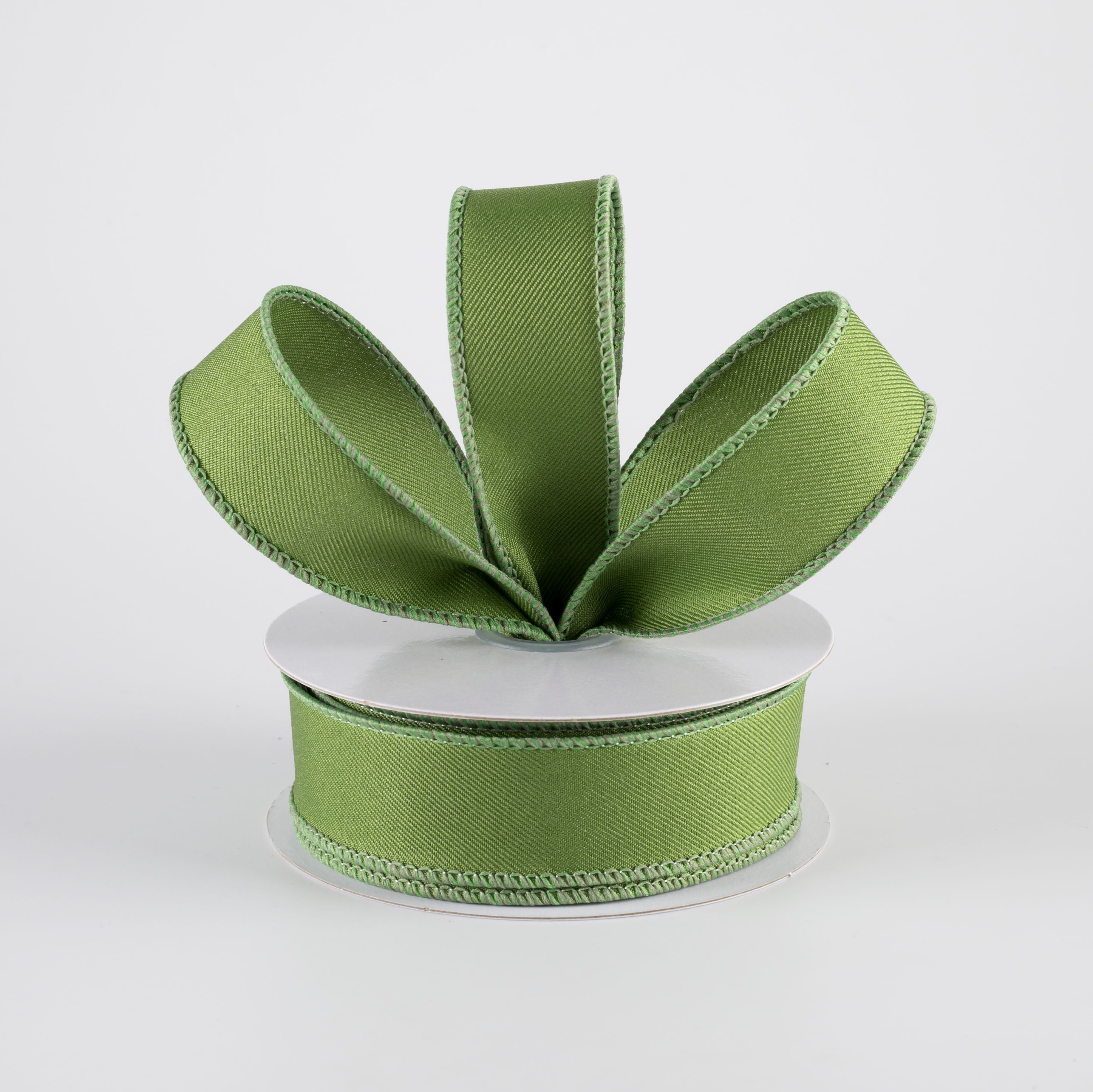 7/8" Diagonal Weave Ribbon: Moss Green (10 Yards) Lifestyle Photo