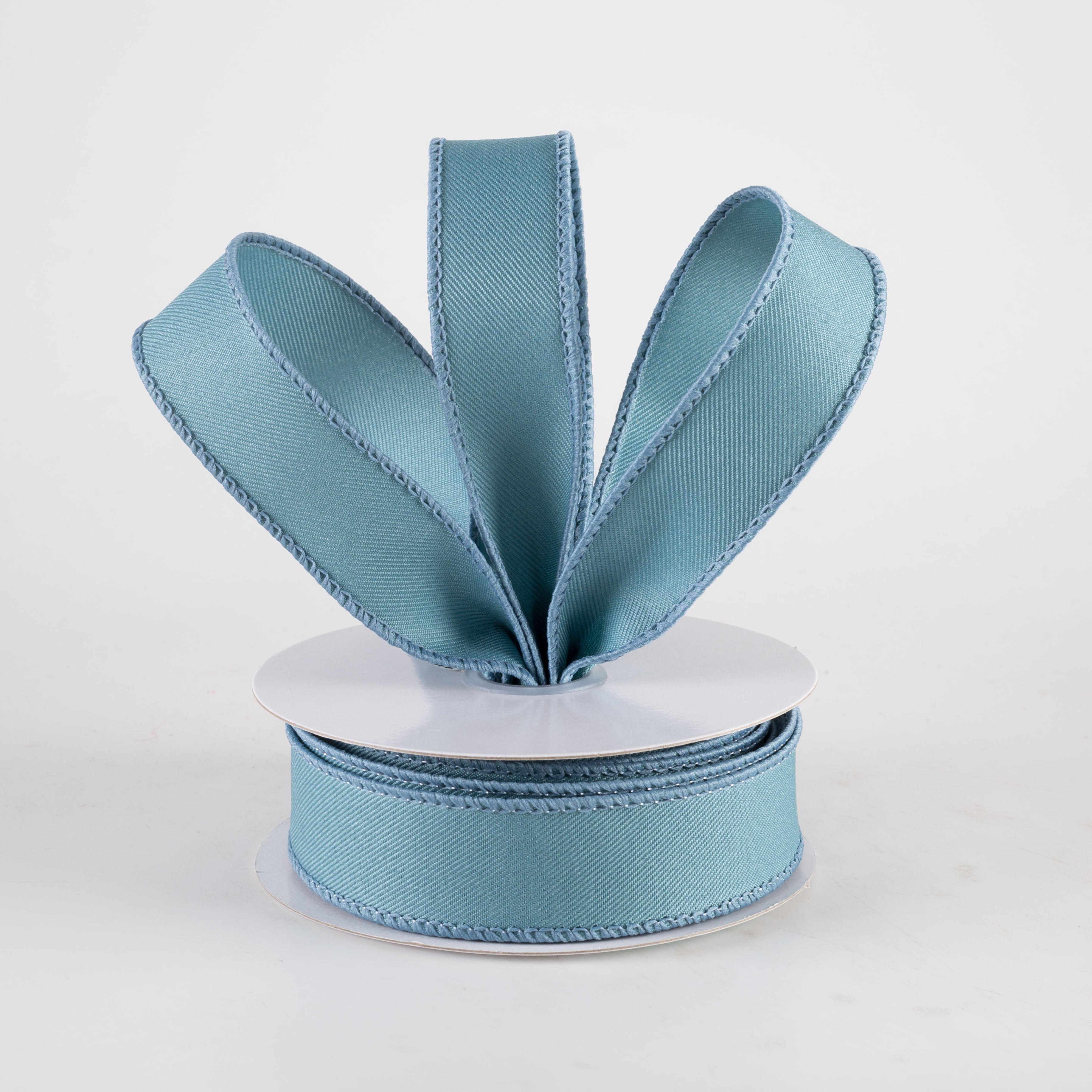7/8" Diagonal Weave Ribbon: Smoke Blue (10 Yards) Lifestyle Photo