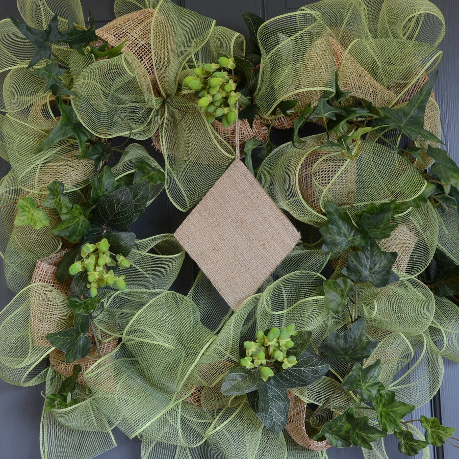 6" Diamond Burlap Paper Mache Ornament detail photo 3