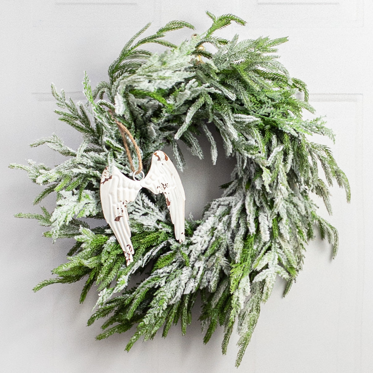 7" Distressed Metal Angel Wings Ornament Lifestyle Photo