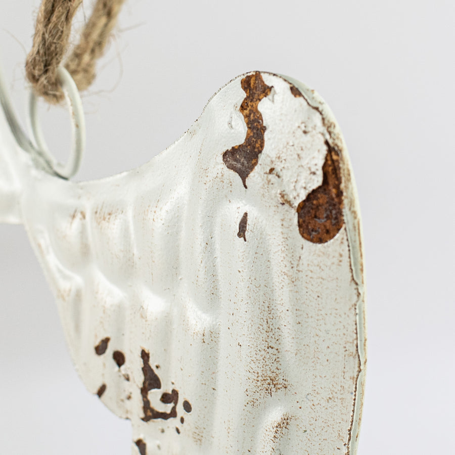 7" Distressed Metal Angel Wings Ornament detail photo 3