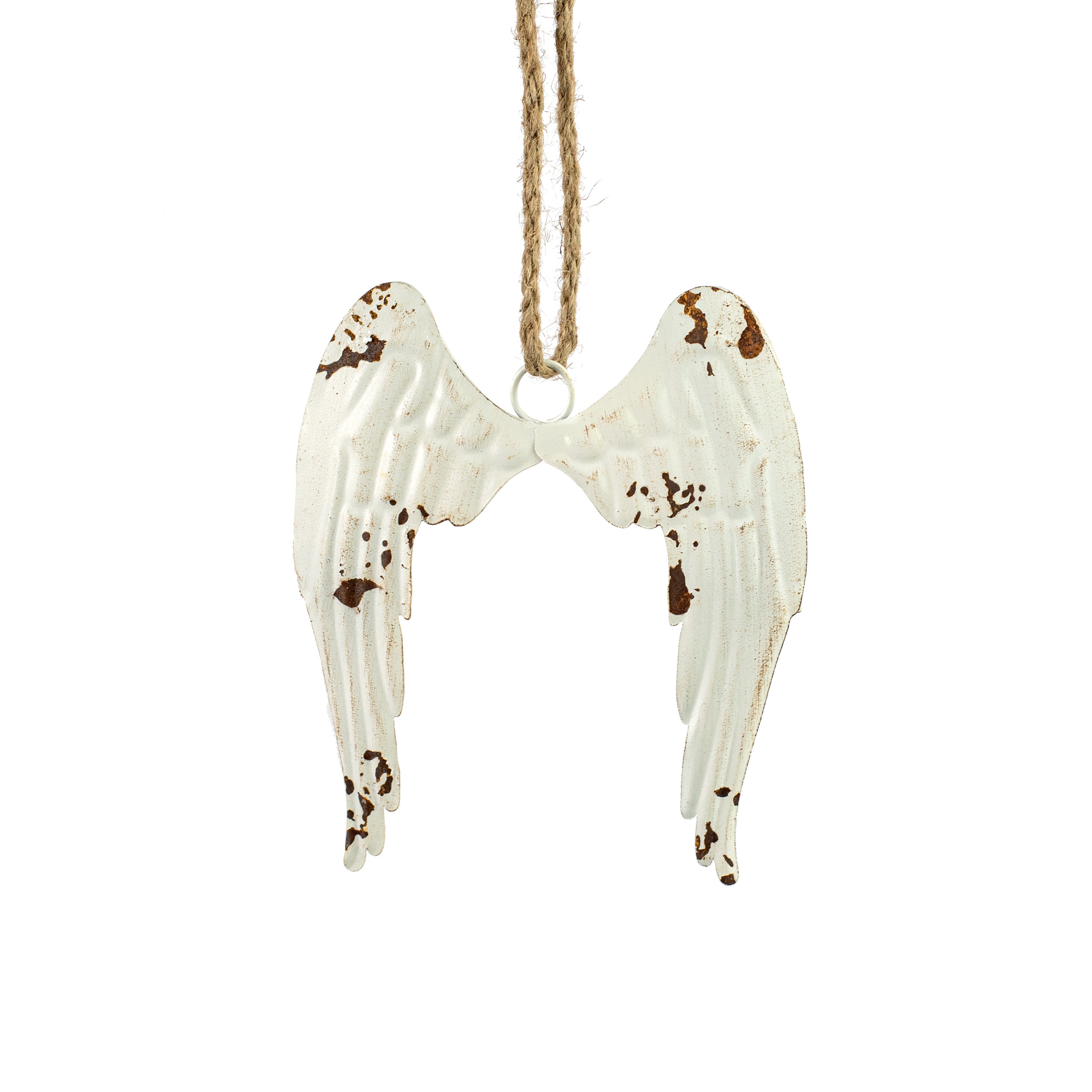 7" Distressed Metal Angel Wings Ornament Item Number: M10823