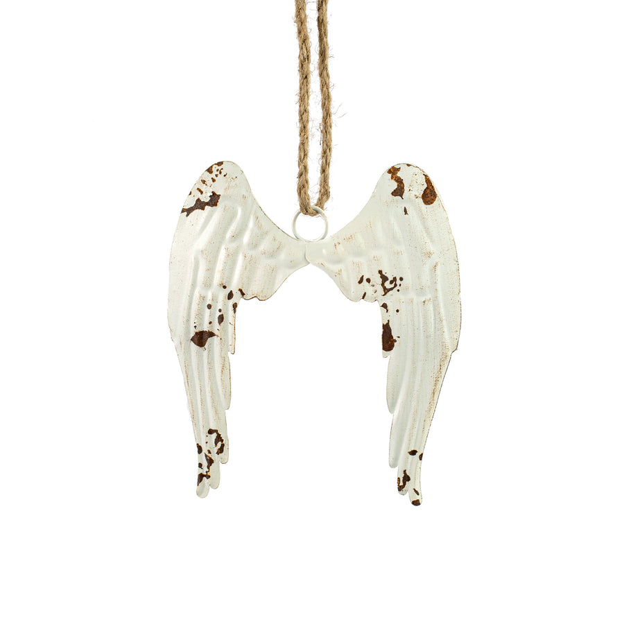 7" Distressed Metal Angel Wings Ornament Item Number: M10823