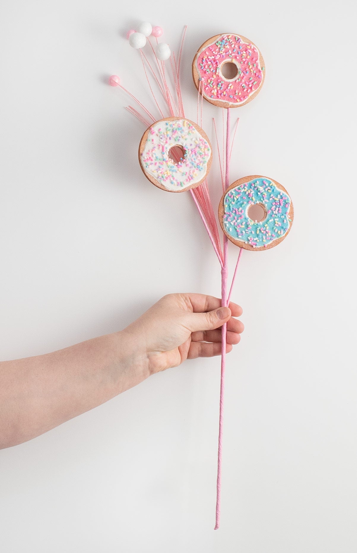 24" Donut Cookie Spray: Fuchsia, Blue, White detail photo 3