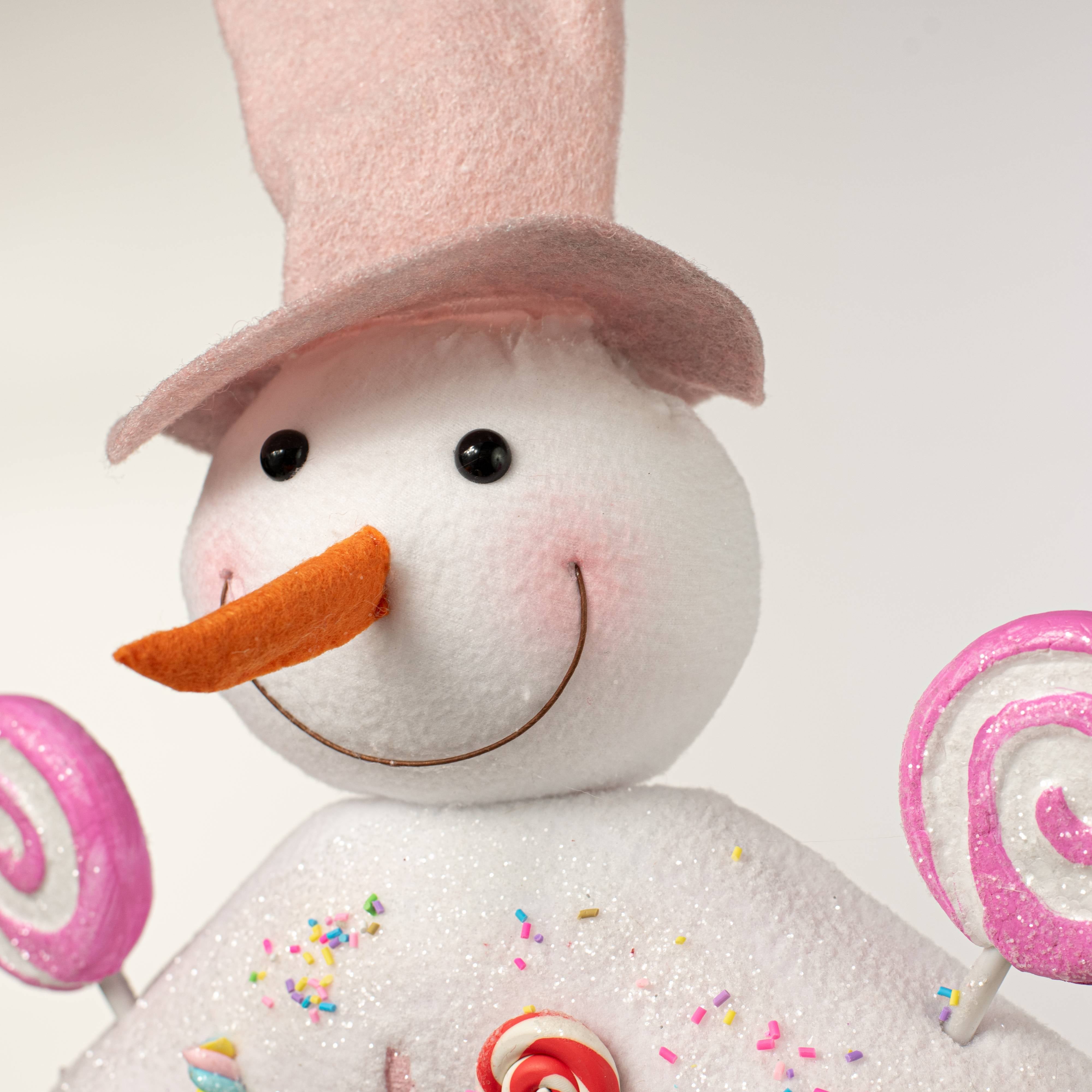 18" Donut Snowman Ornament: Pink detail photo 5