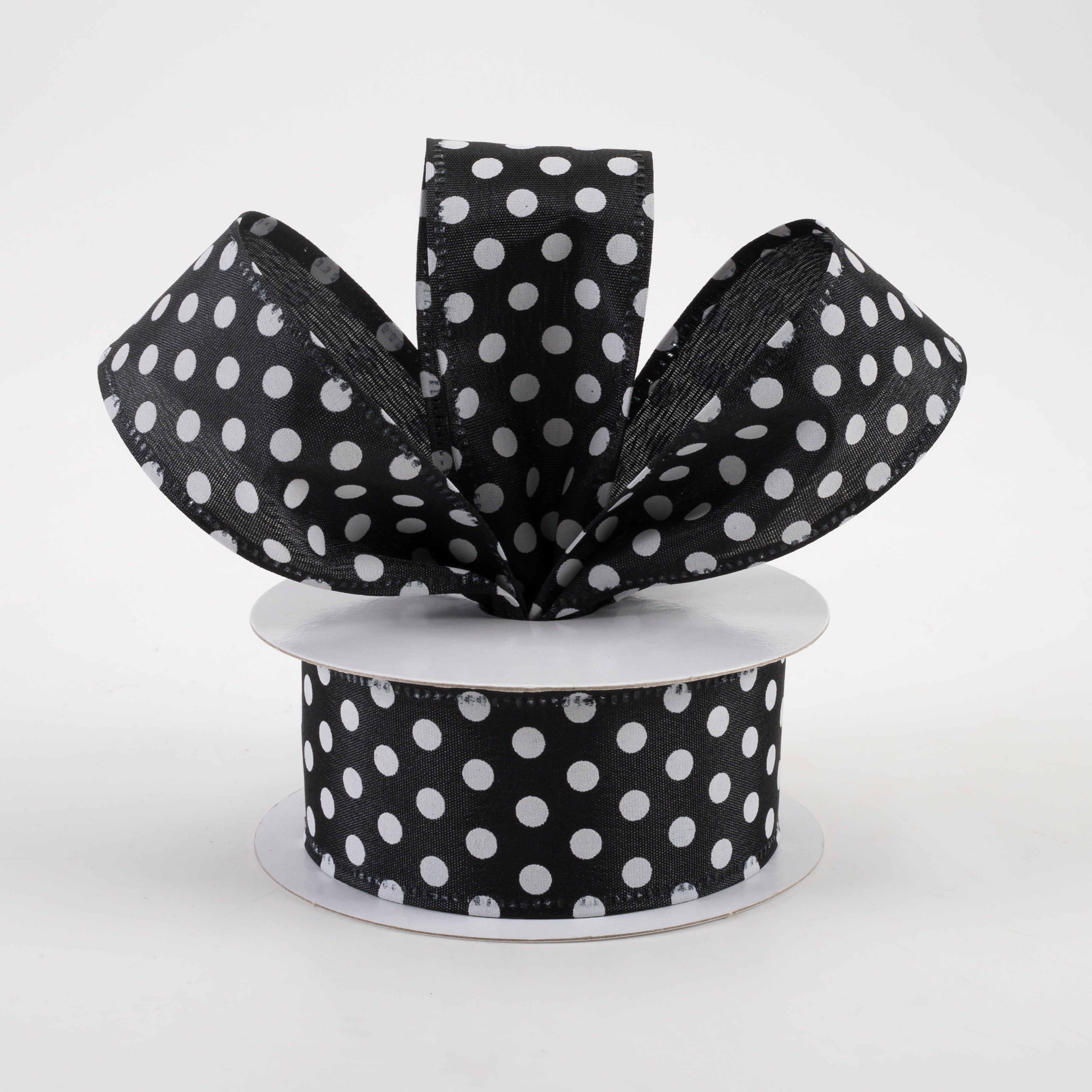1.5" Dots Satin Ribbon: Black & White (10 Yards) Lifestyle Photo