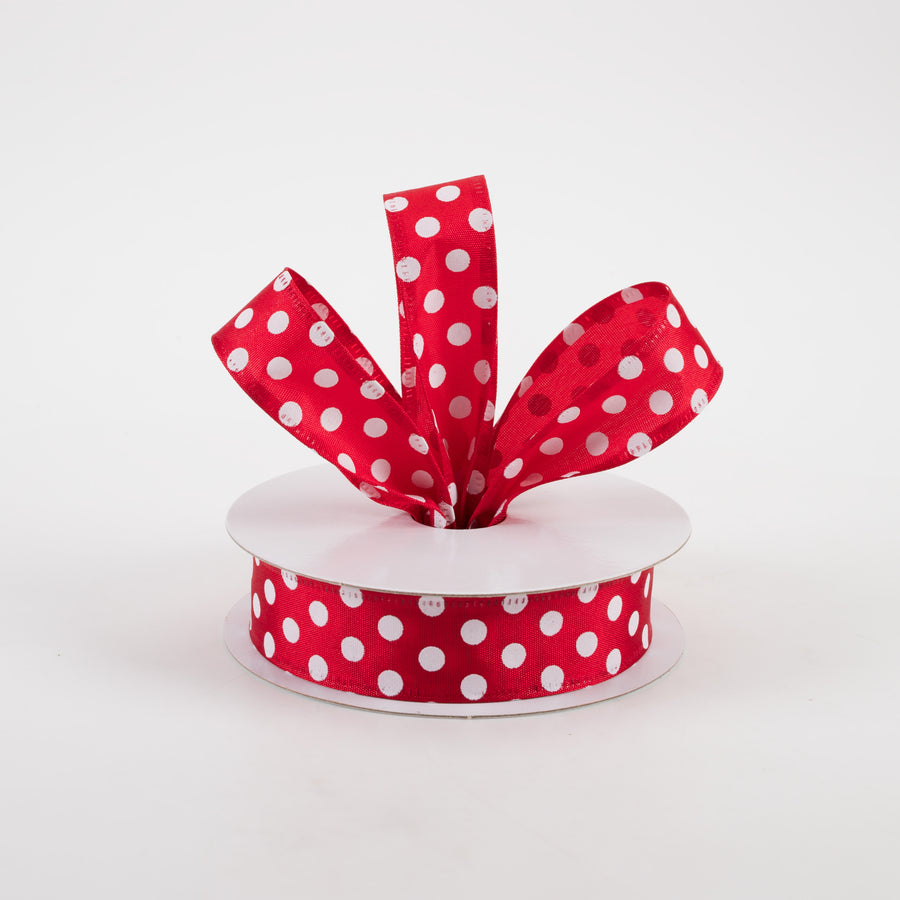 7/8" Dots Satin Ribbon: Red & White (10 Yards) Lifestyle Photo