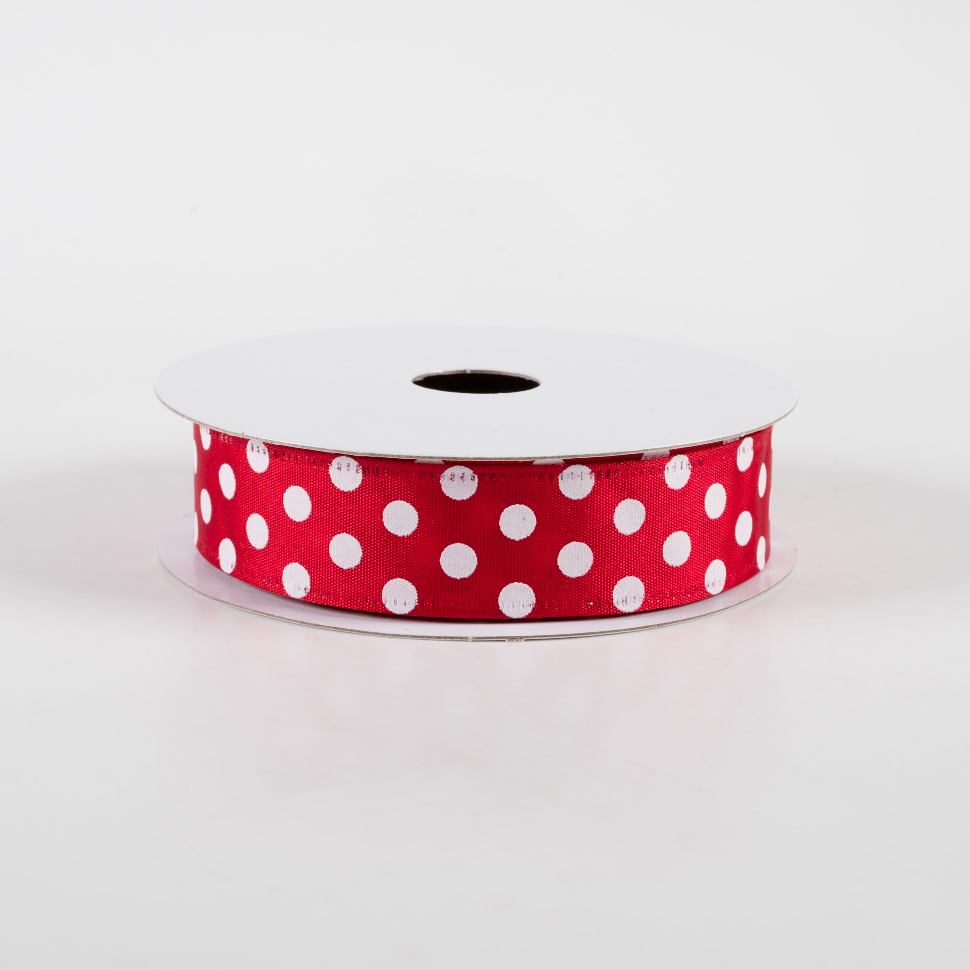 7/8" Dots Satin Ribbon: Red & White (10 Yards)