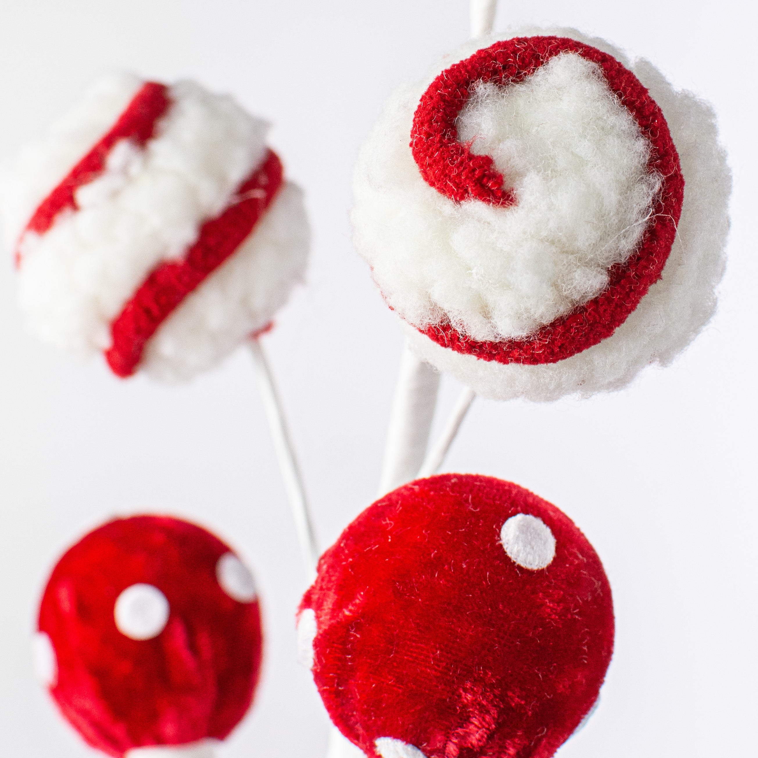 22" Dots & Stripe Ball Ornaments Spray: Red & White Lifestyle Photo