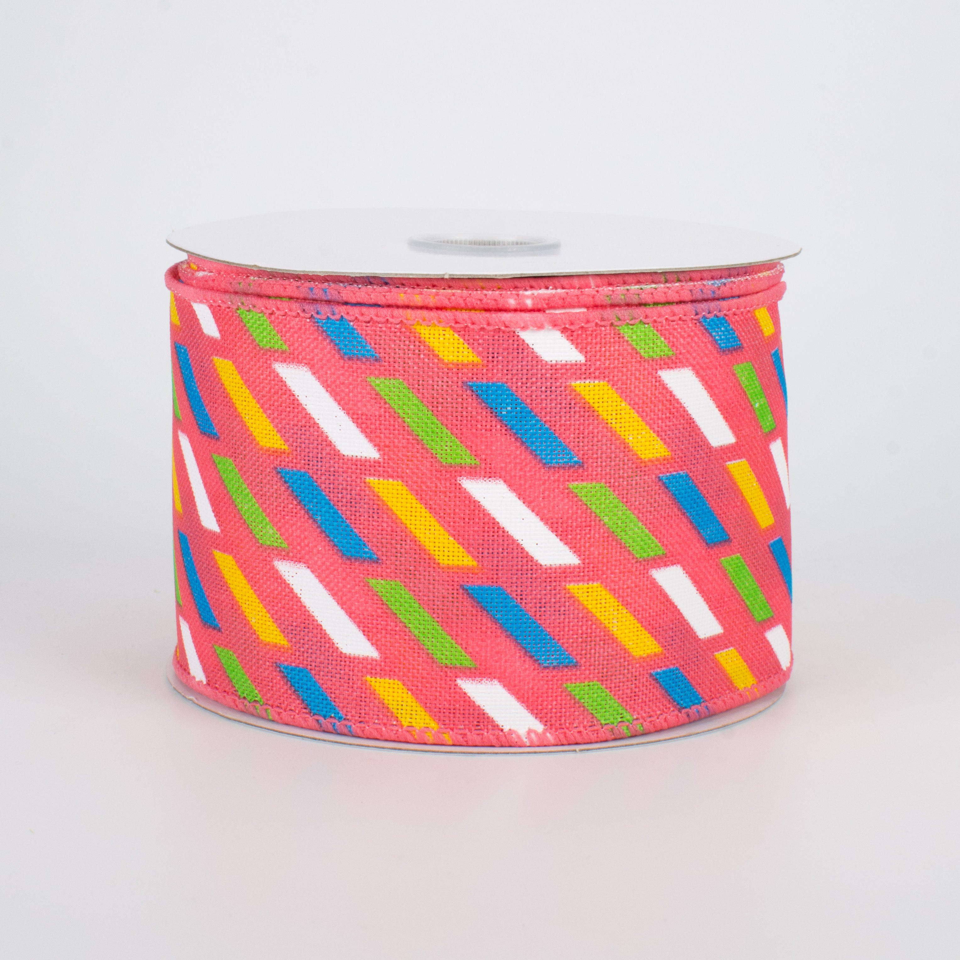 2.5" Dotted Dash Ribbon: Coral (10 Yards)