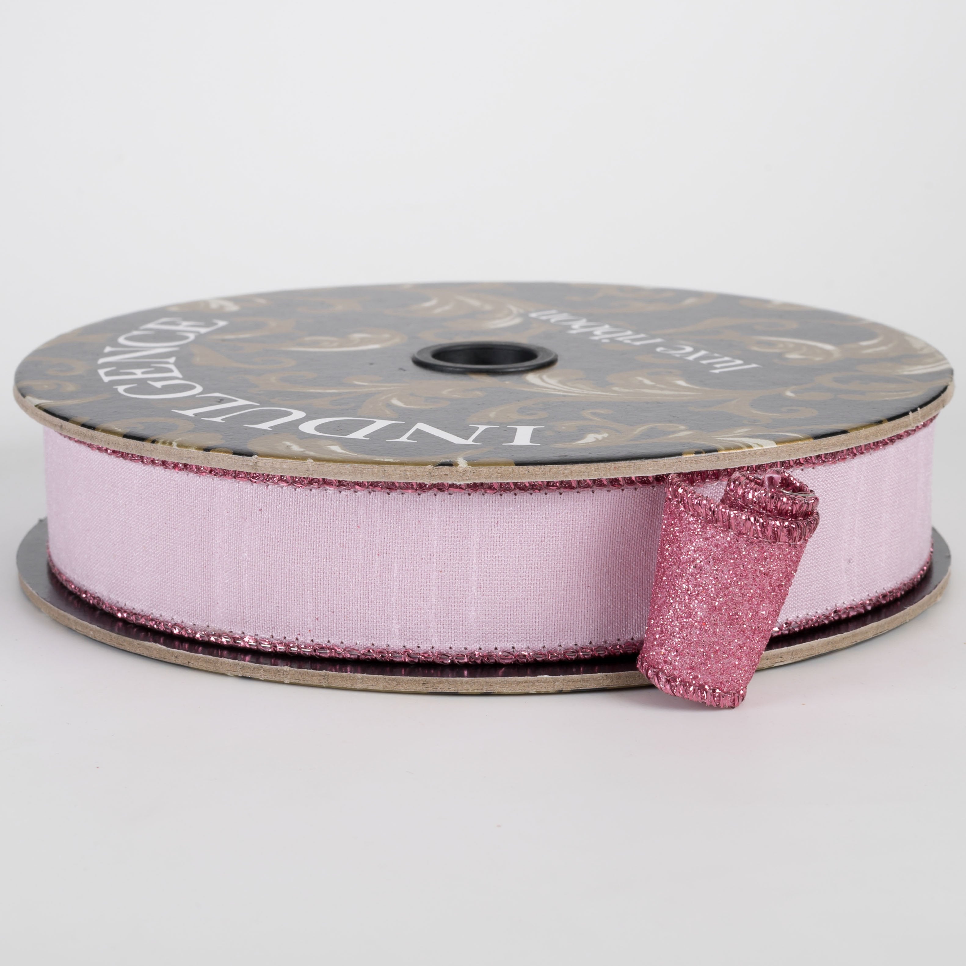 1" Double Sided Faux Dupioni & Glitter Ribbon: Pink (10 Yards) Item Number: D62602-10-03