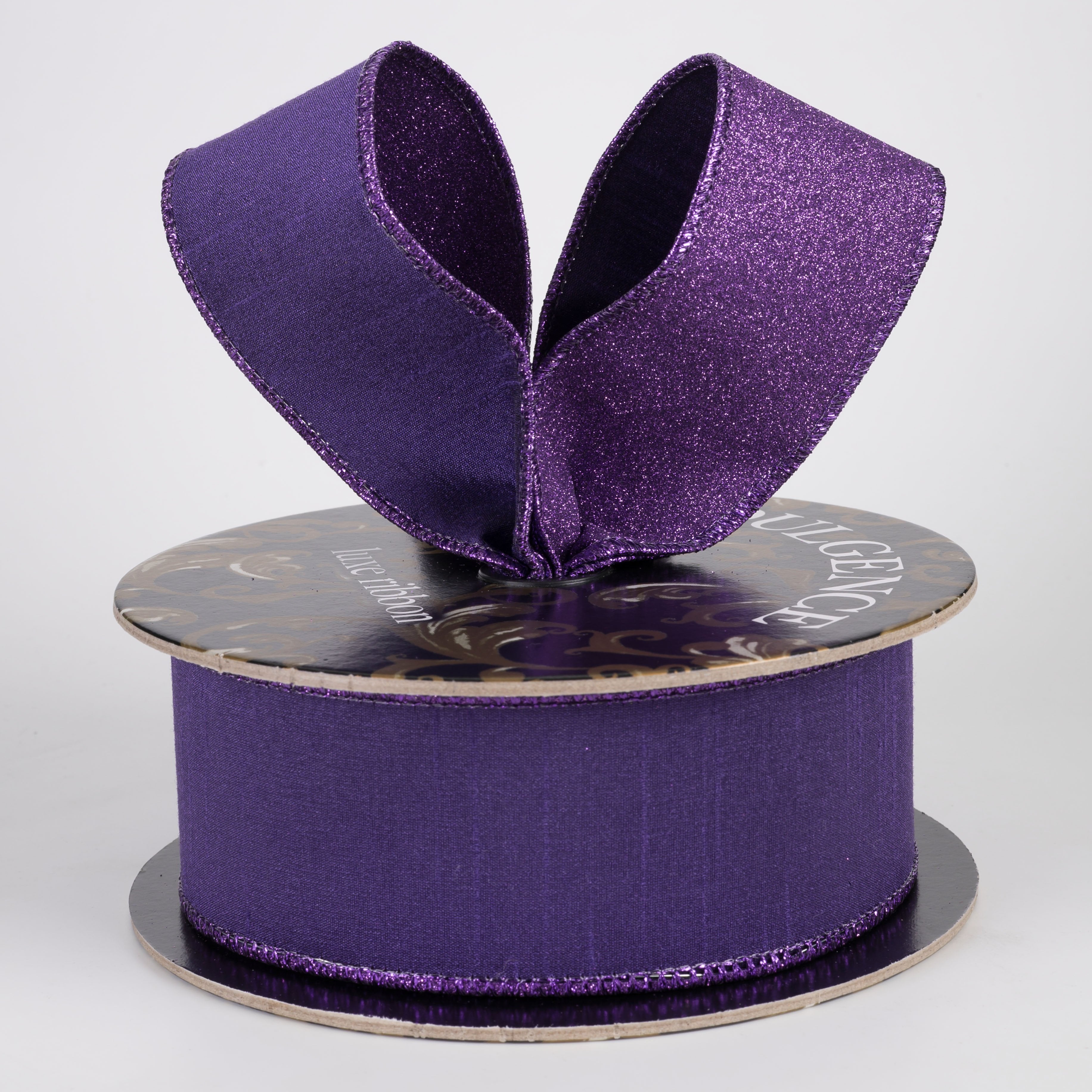 2" Double Sided Faux Dupioni & Glitter Ribbon: Purple (10 Yards) Lifestyle Photo