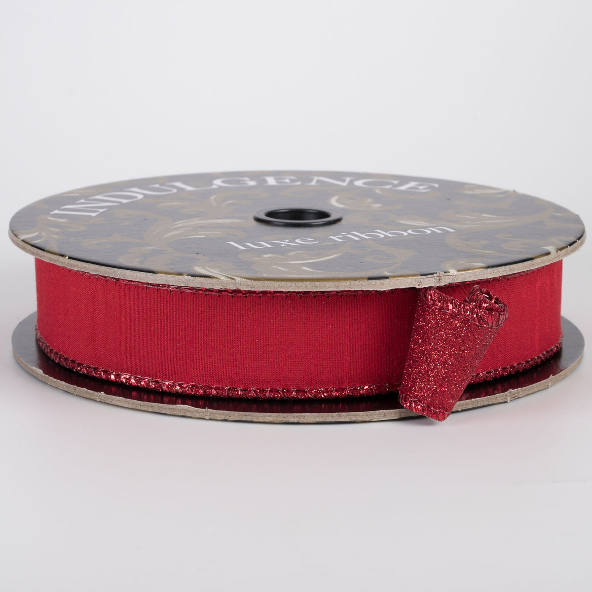 1" Double Sided Faux Dupioni & Glitter Ribbon: Red (10 Yards) Item Number: D62602-10-13