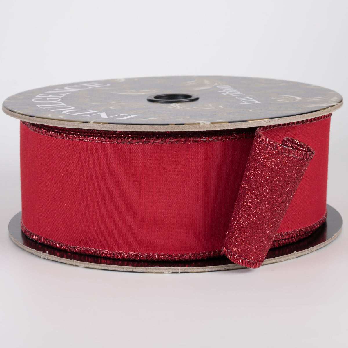 2" Double Sided Faux Dupioni & Glitter Ribbon: Red (10 Yards) Item Number: D62602-16-13