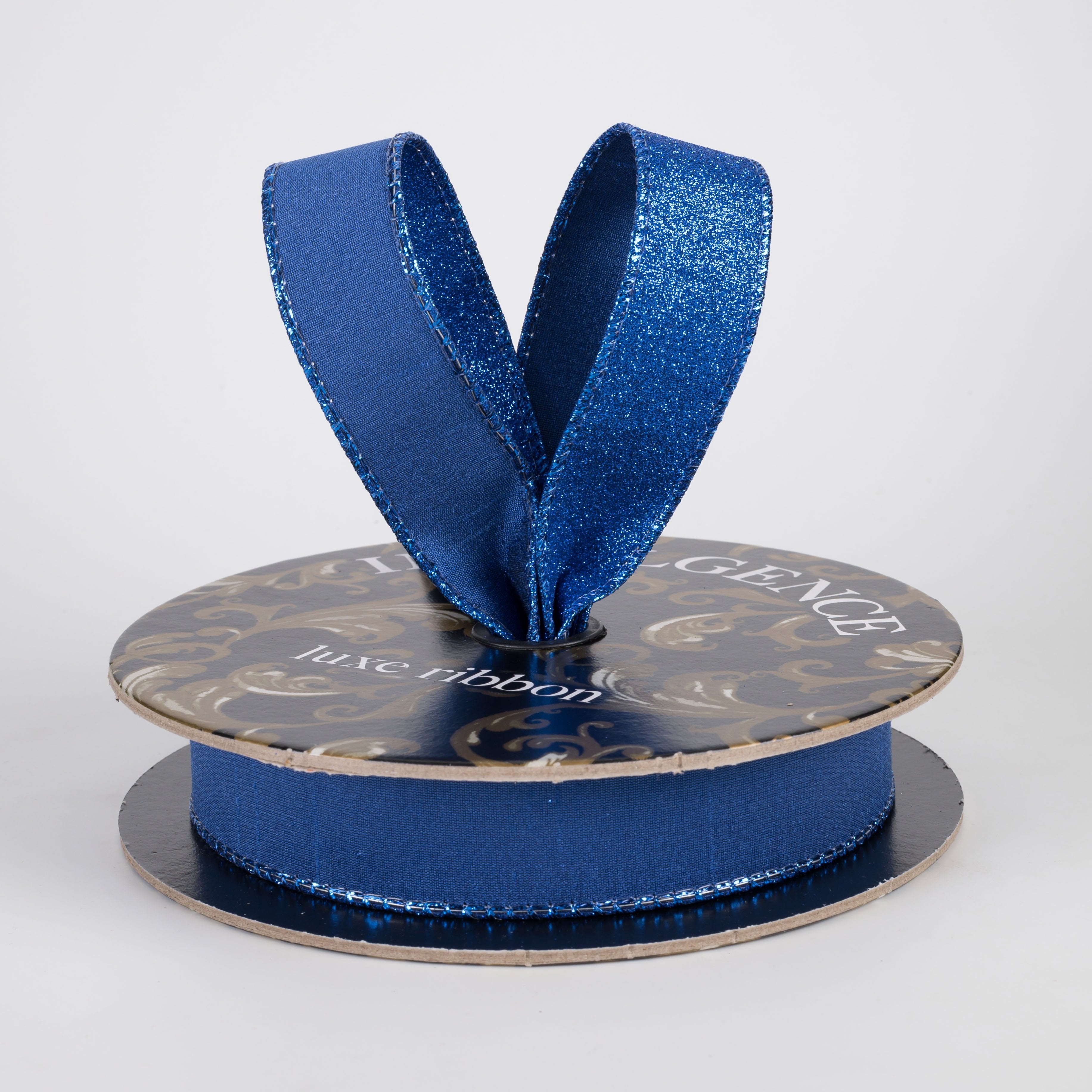 1" Double Sided Faux Dupioni & Glitter Ribbon: Royal Blue (10 Yards) Lifestyle Photo