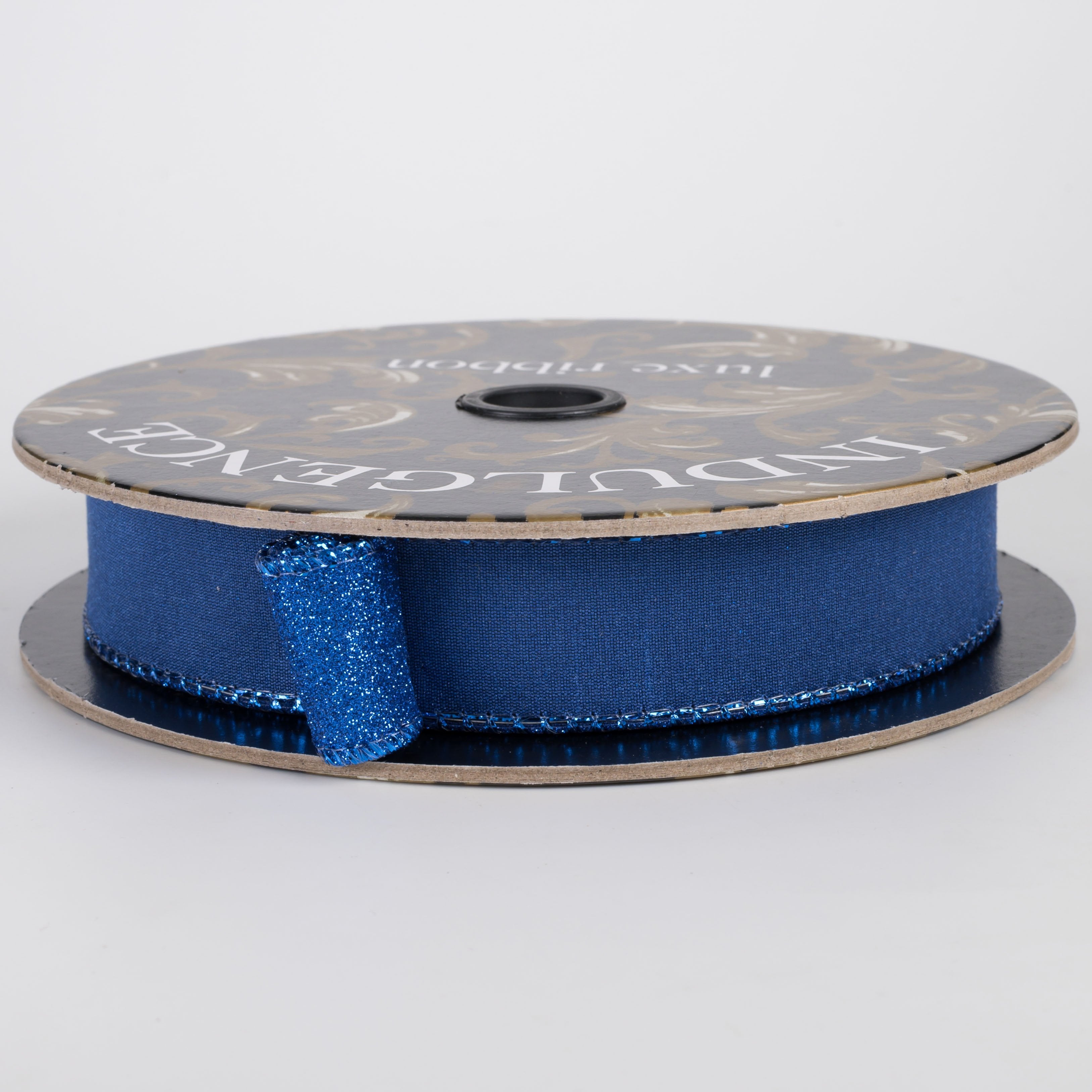 1" Double Sided Faux Dupioni & Glitter Ribbon: Royal Blue (10 Yards) Item Number: D62602-10-25
