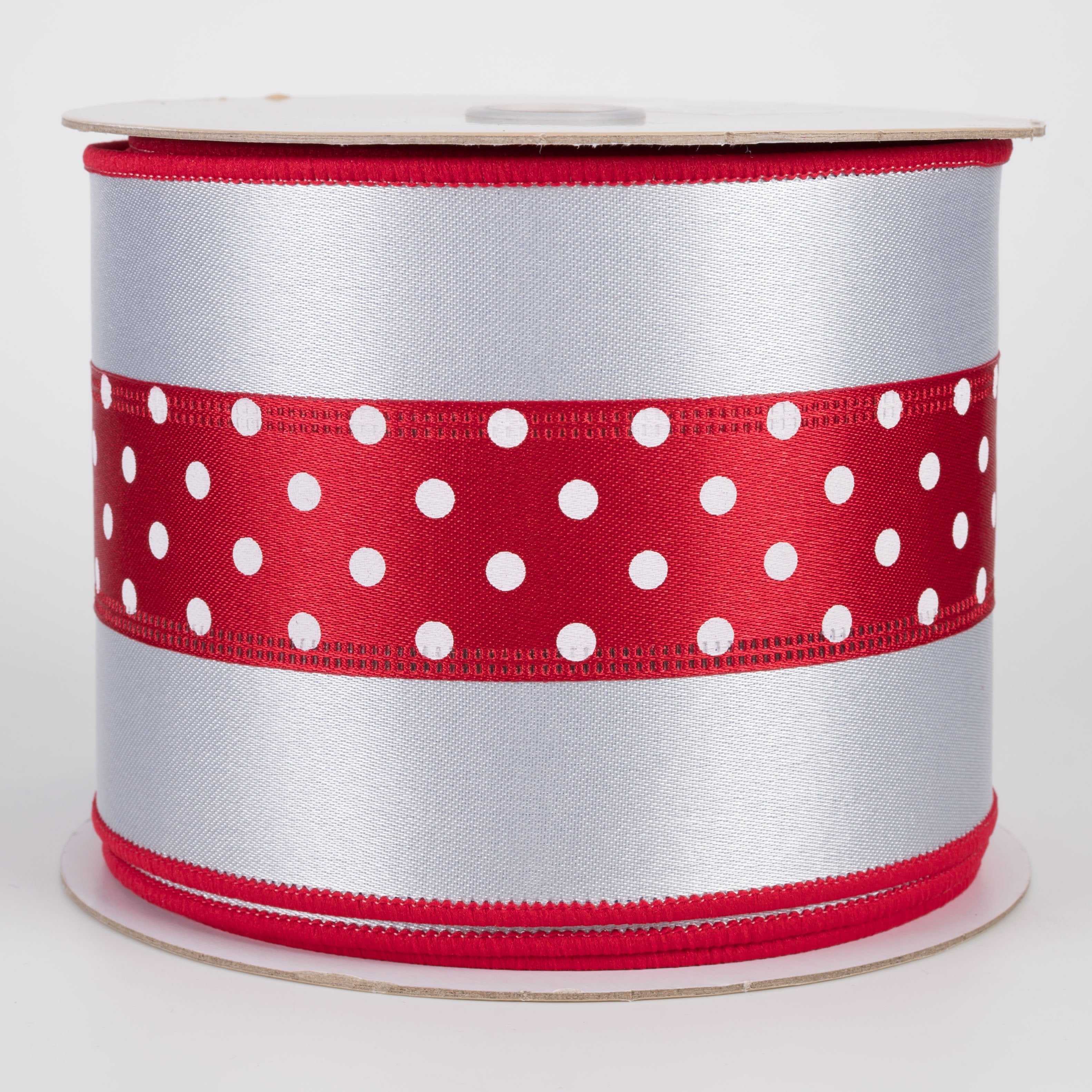 4" Double Sided Fused 3-in-1 Polka Dot Ribbon: Red, White & Blue (10 Yards) Item Number: LX3078NW