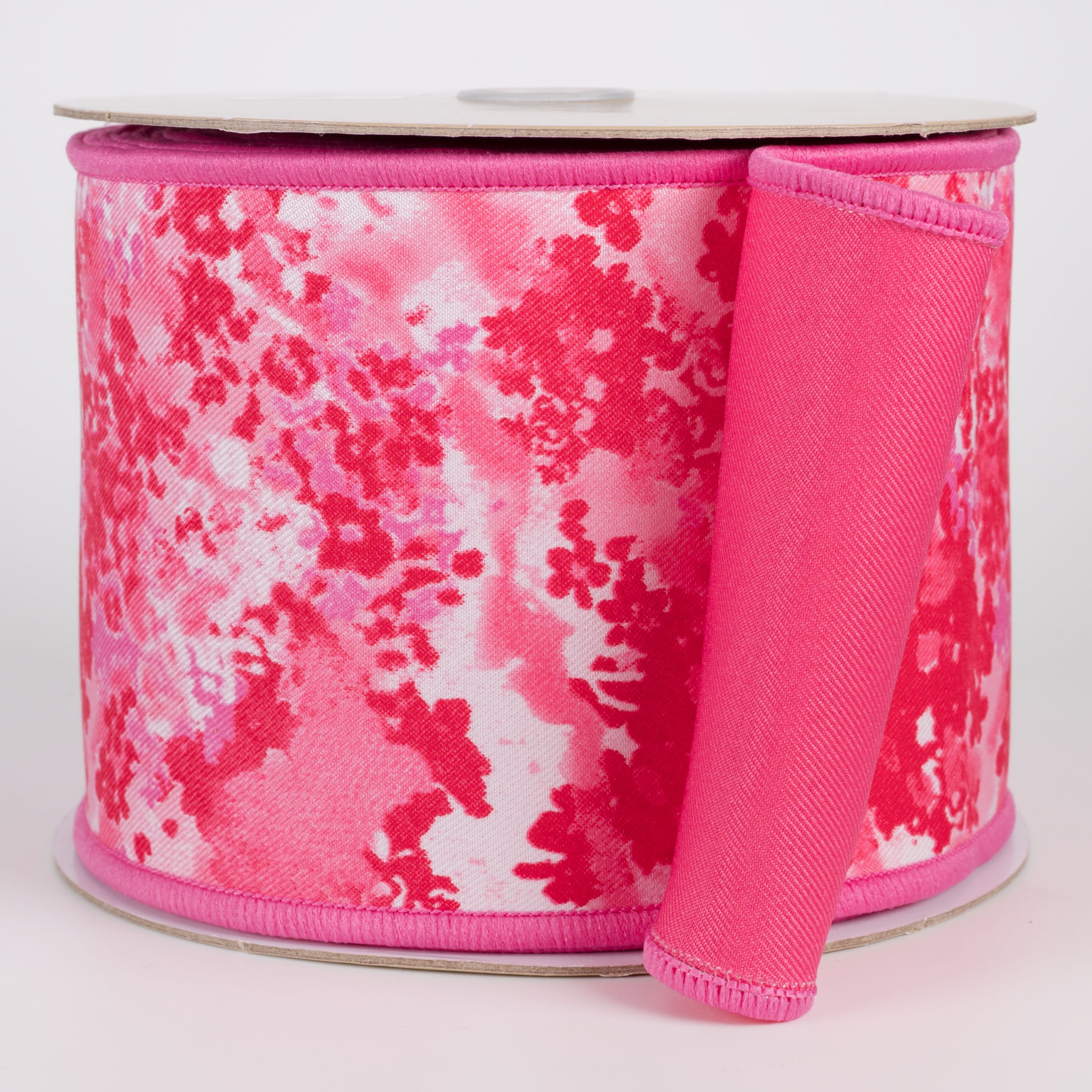 4" Double Sided Fused Abstract Print Ribbon: Pinks & Red (10 Yards) Item Number: LX331324