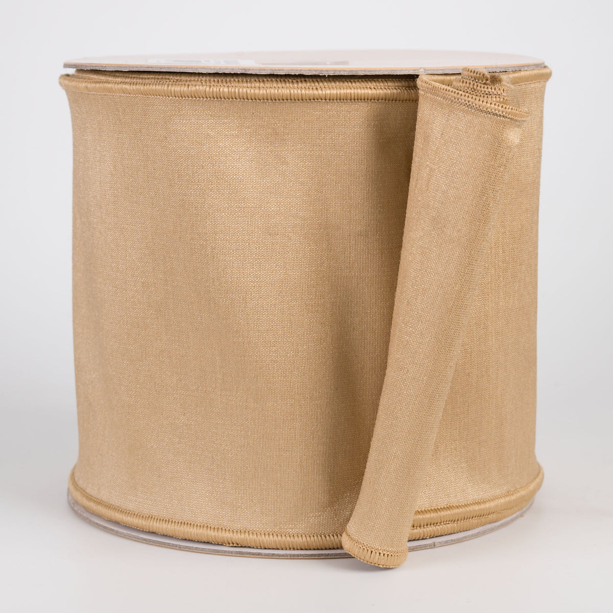 4" Double Sided Fused Dupioni Ribbon: Flat Gold (10 Yards) Item Number: LX403508
