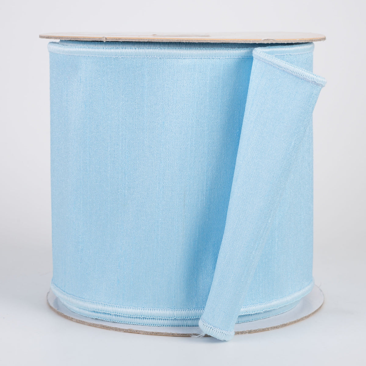 4" Double Sided Fused Dupioni Ribbon: Light Blue (10 Yards) Item Number: LX403503