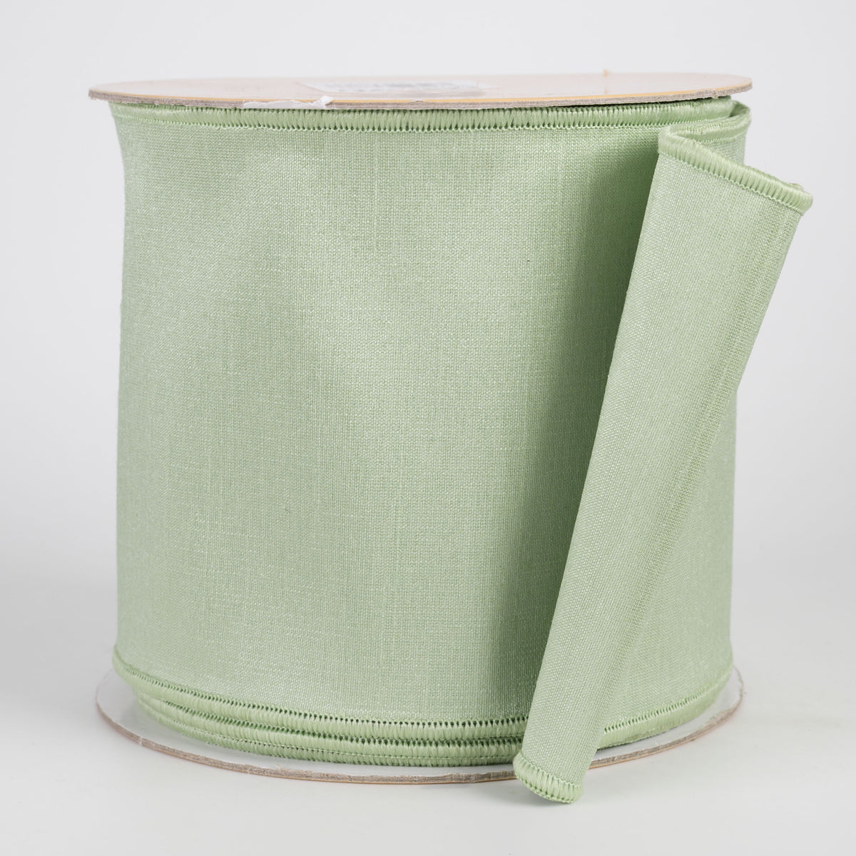 4" Double Sided Fused Dupioni Ribbon: Sage Green (10 Yards) Item Number: LX4035F1