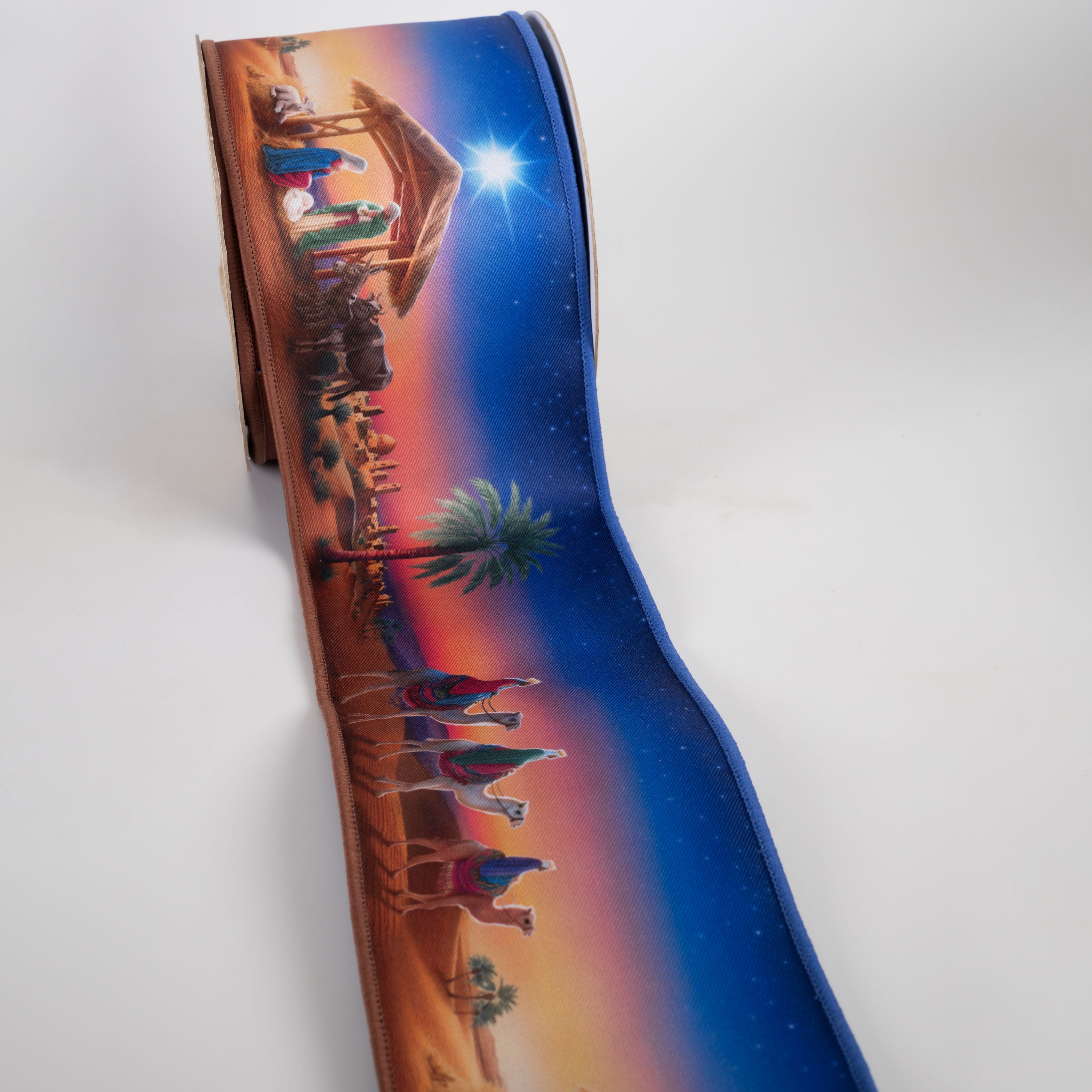 4" Double Sided Fused Nativity Scene Ribbon (10 Yards) detail photo 3