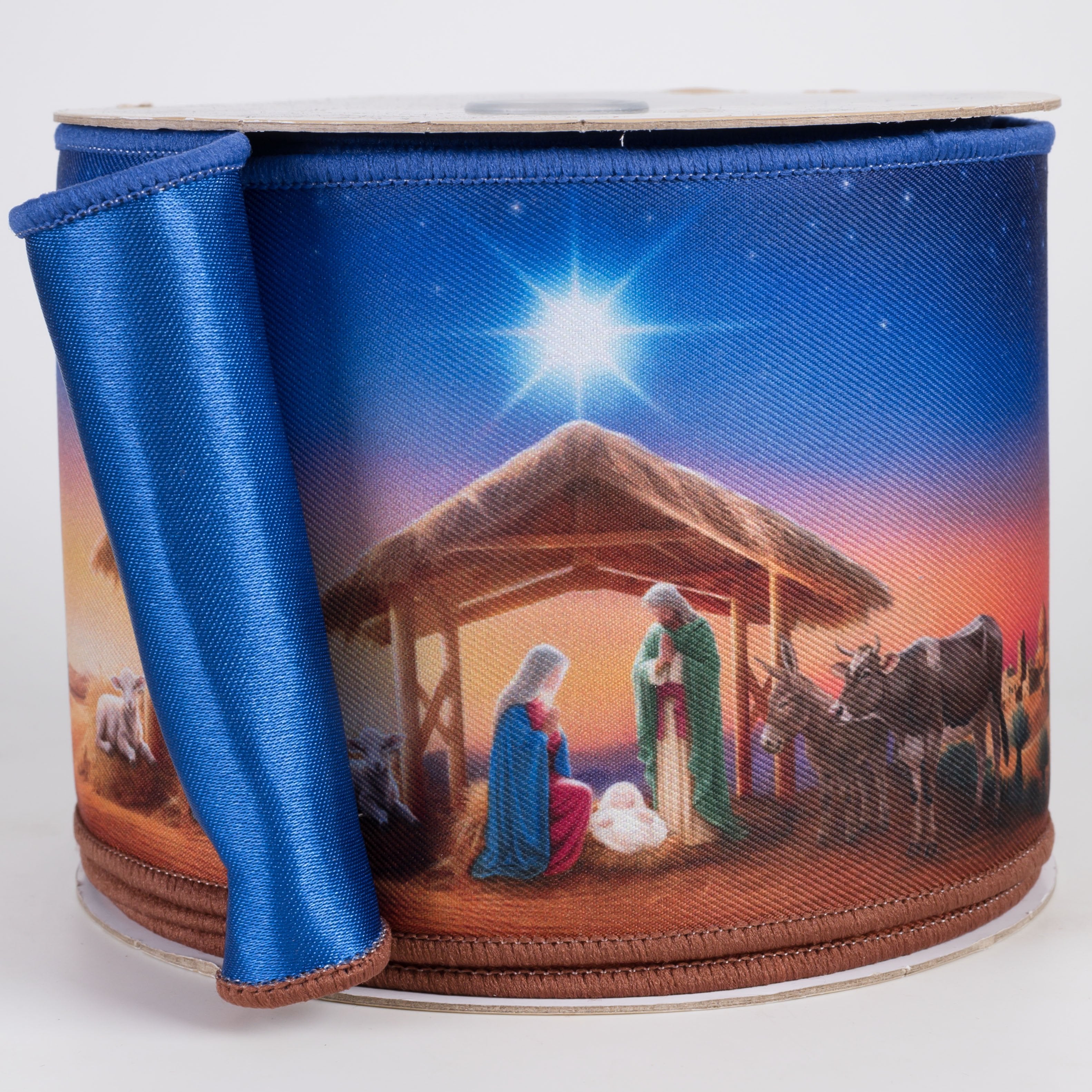 4" Double Sided Fused Nativity Scene Ribbon (10 Yards) Item Number: LX1251RT