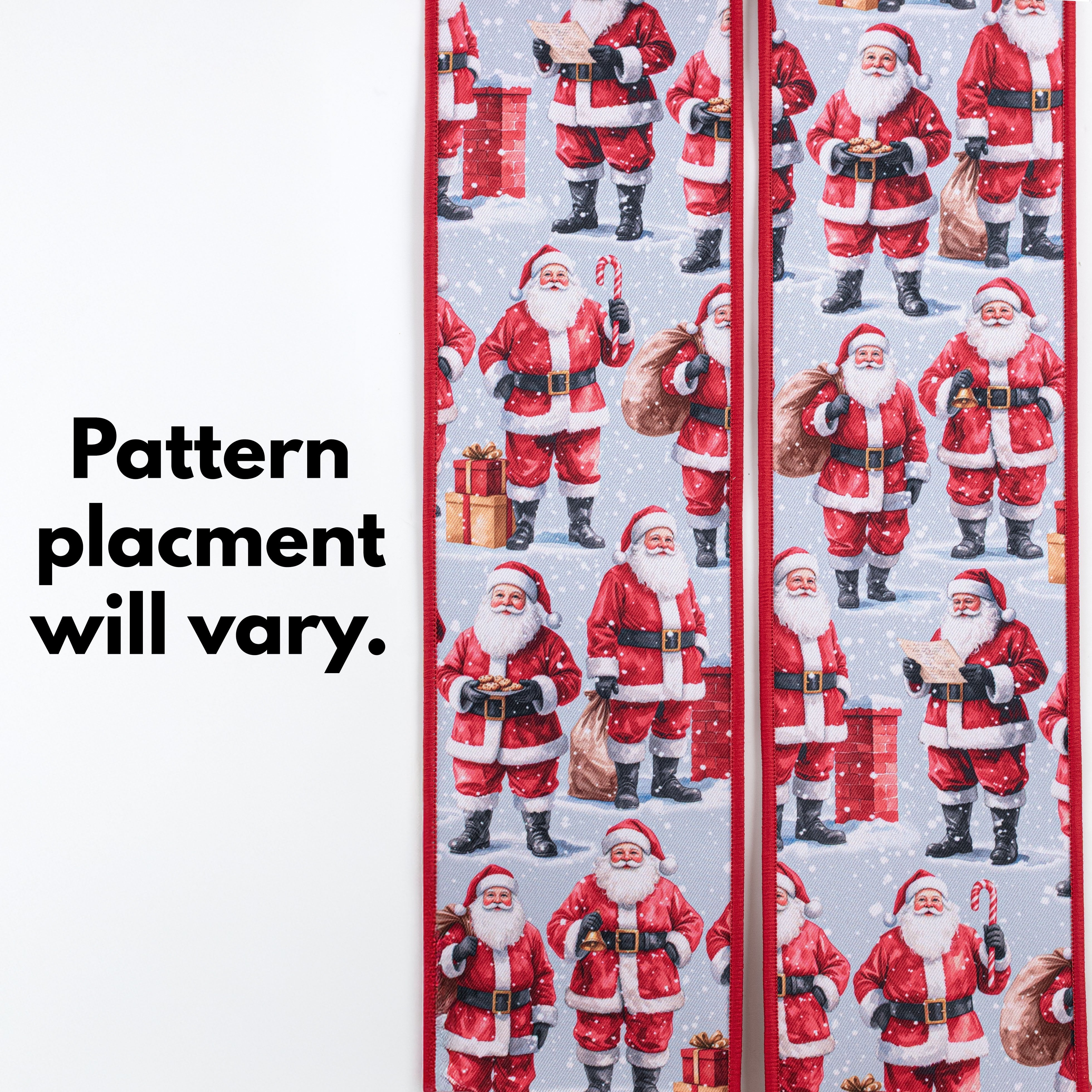4" Double Sided Fused Standing Santa Ribbon: Red (10 Yards) detail photo 3