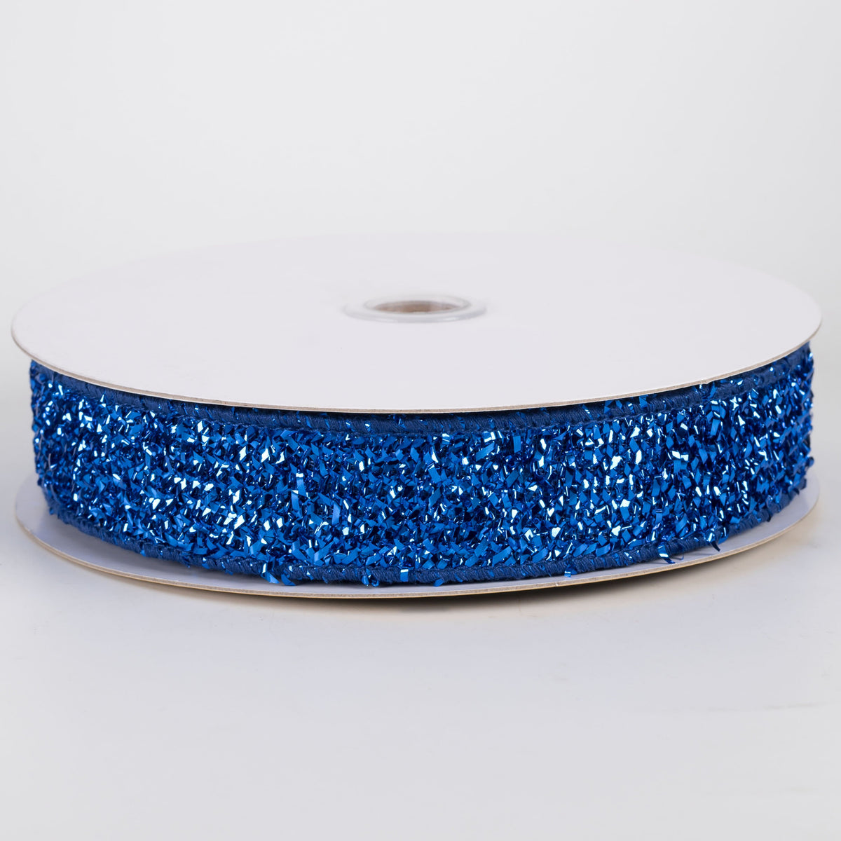 1" Double Sided Fused Tinsel Loop & Satin Ribbon: Royal Blue (10 Yards) Item Number: LX701125