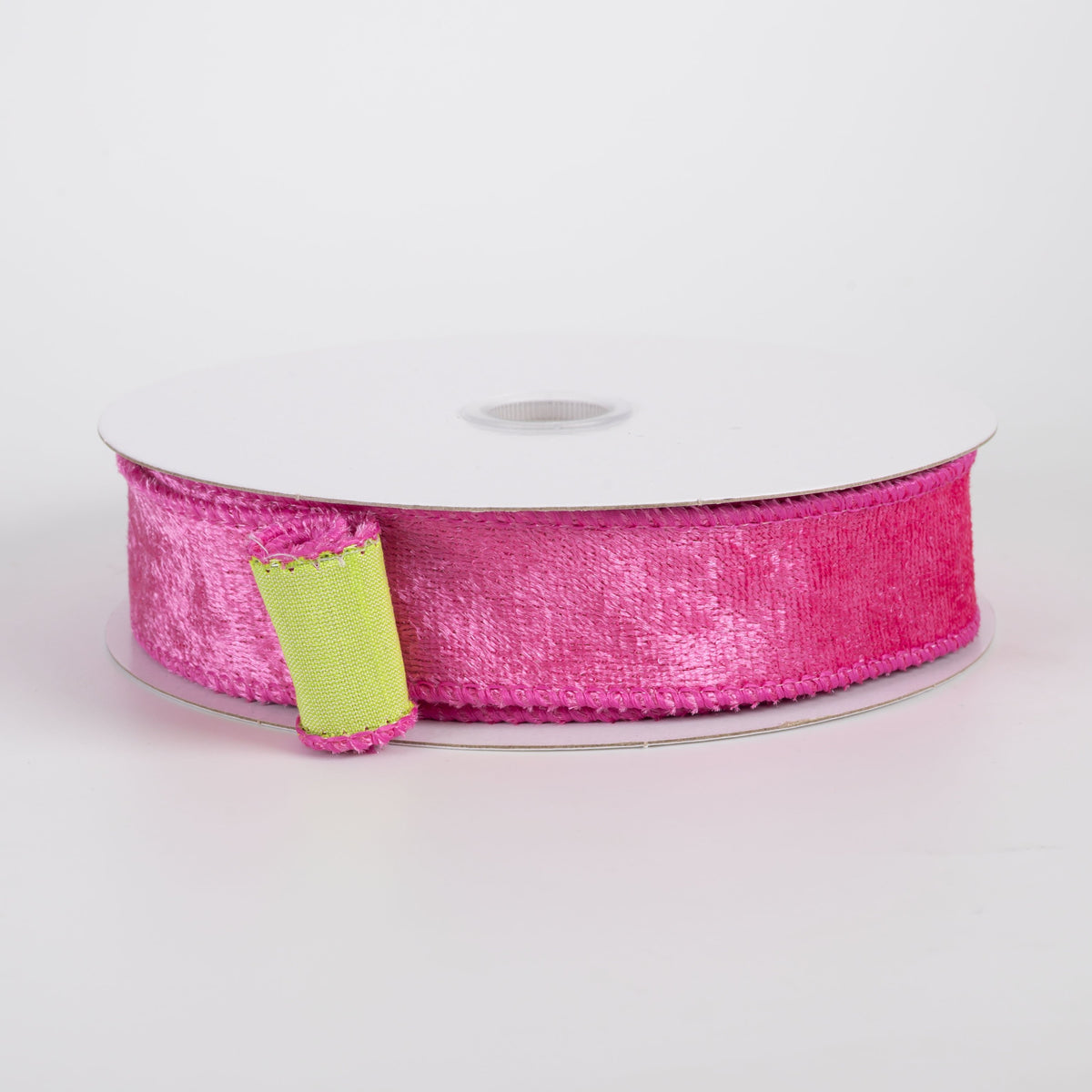 1" Double Sided Lush Velvet & Dupioni Ribbon: Hot Pink & Lime Green (10 Yards) Item Number: D43615-10-29