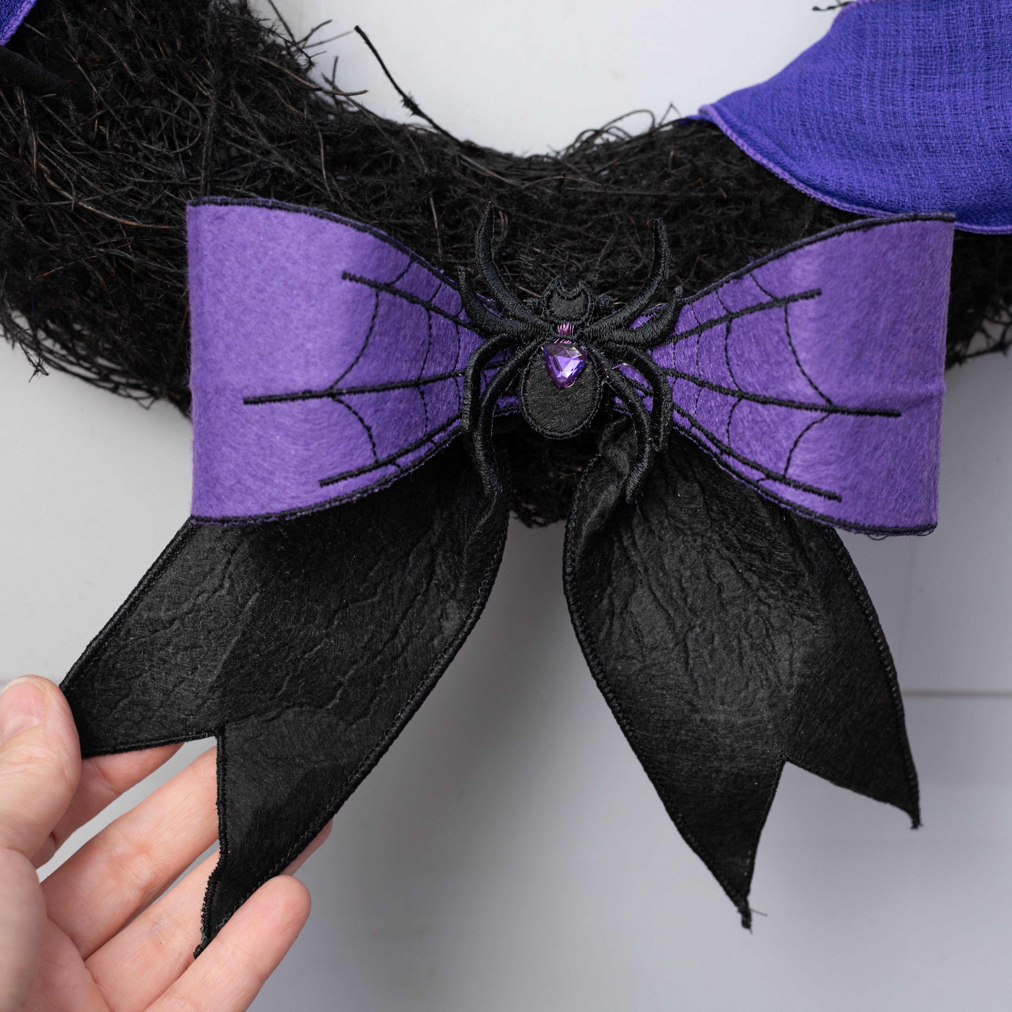 [D Stevens] 8" Felt Spider and Web Bow Clip