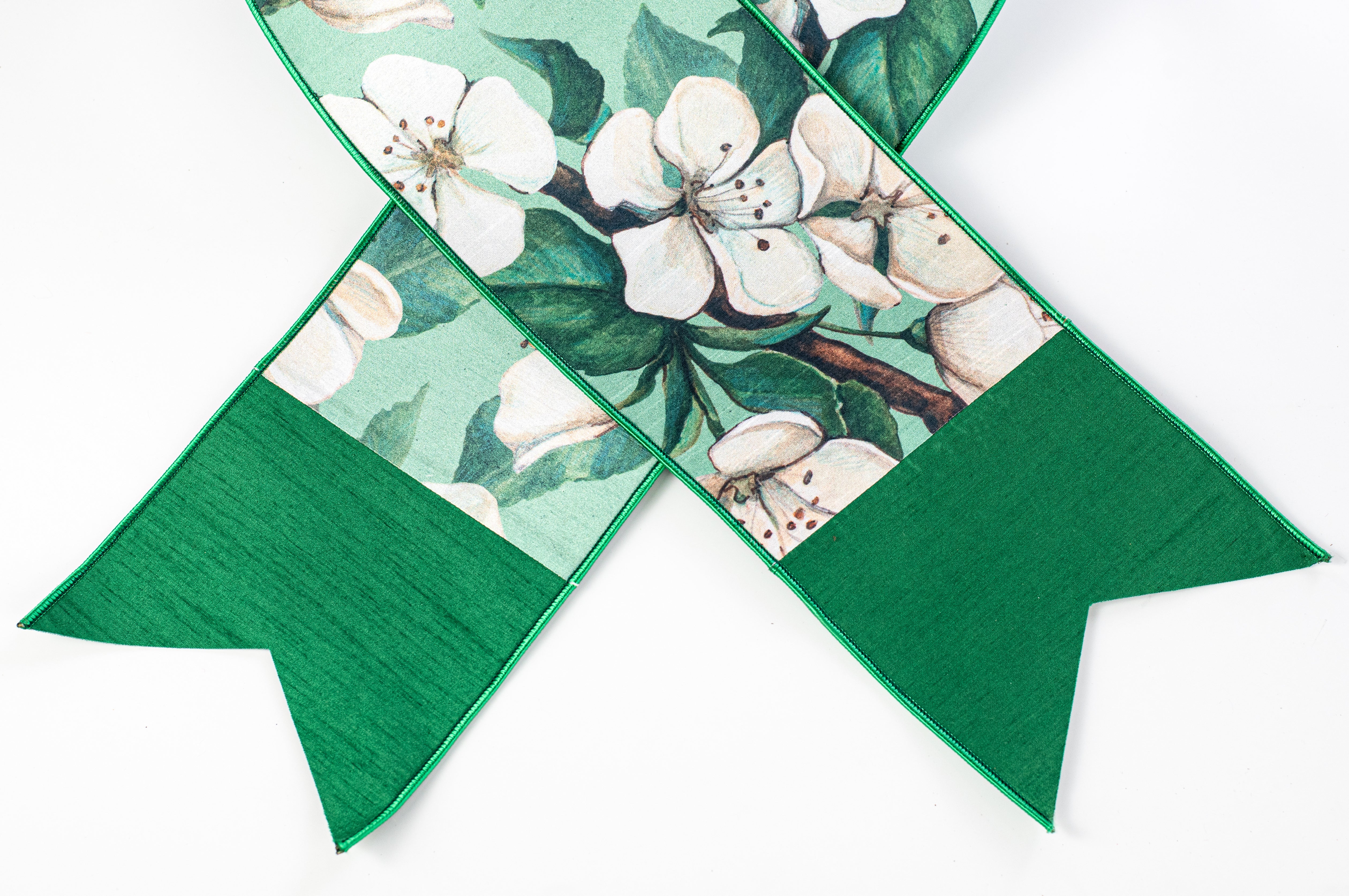 [D Stevens] 6" Dupioni Apple Blossom Ribbon Sash detail photo 3
