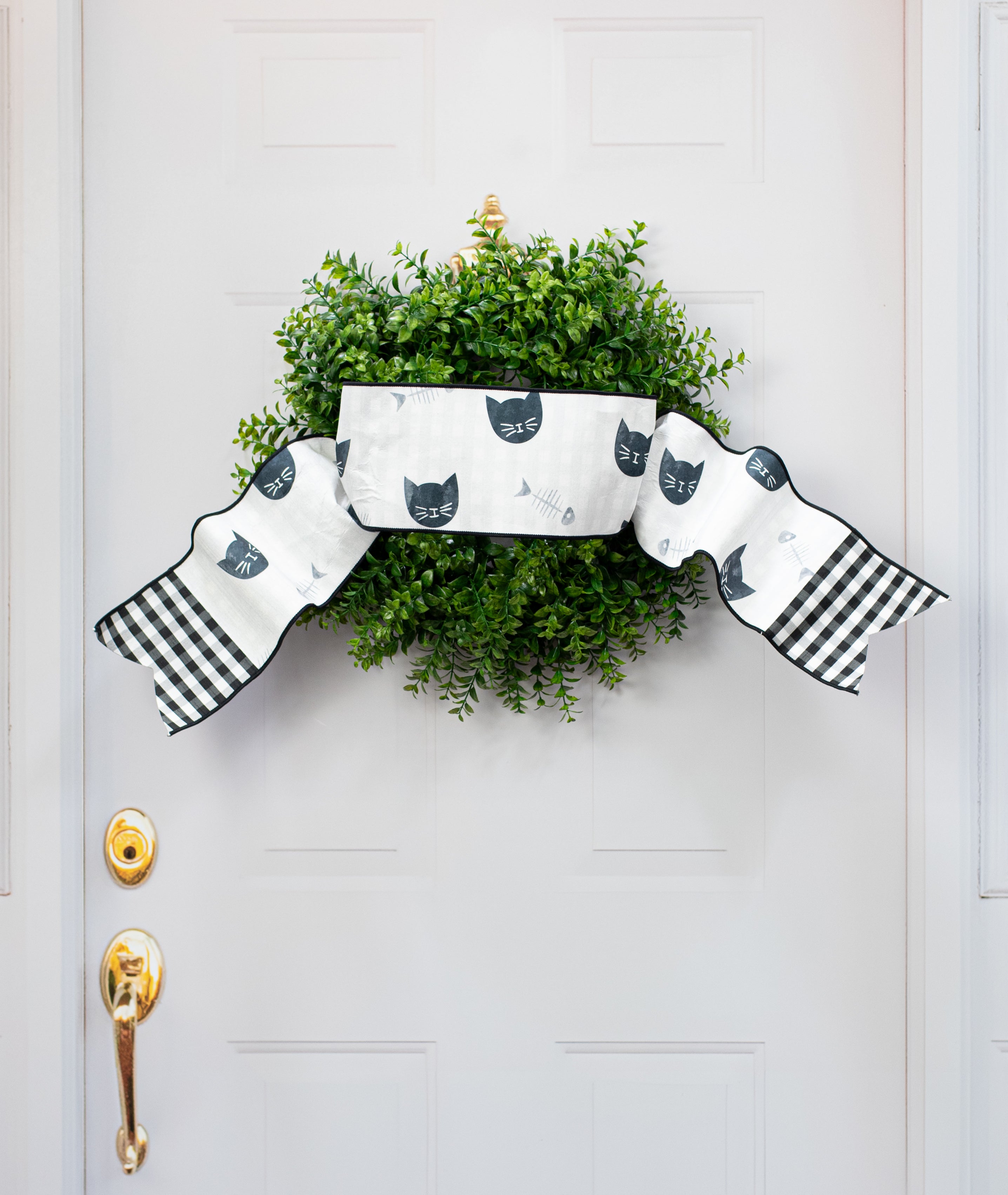 [D Stevens] 6" Dupioni Cat and Fish Bone Check Backing Banner: Black & White detail photo 4