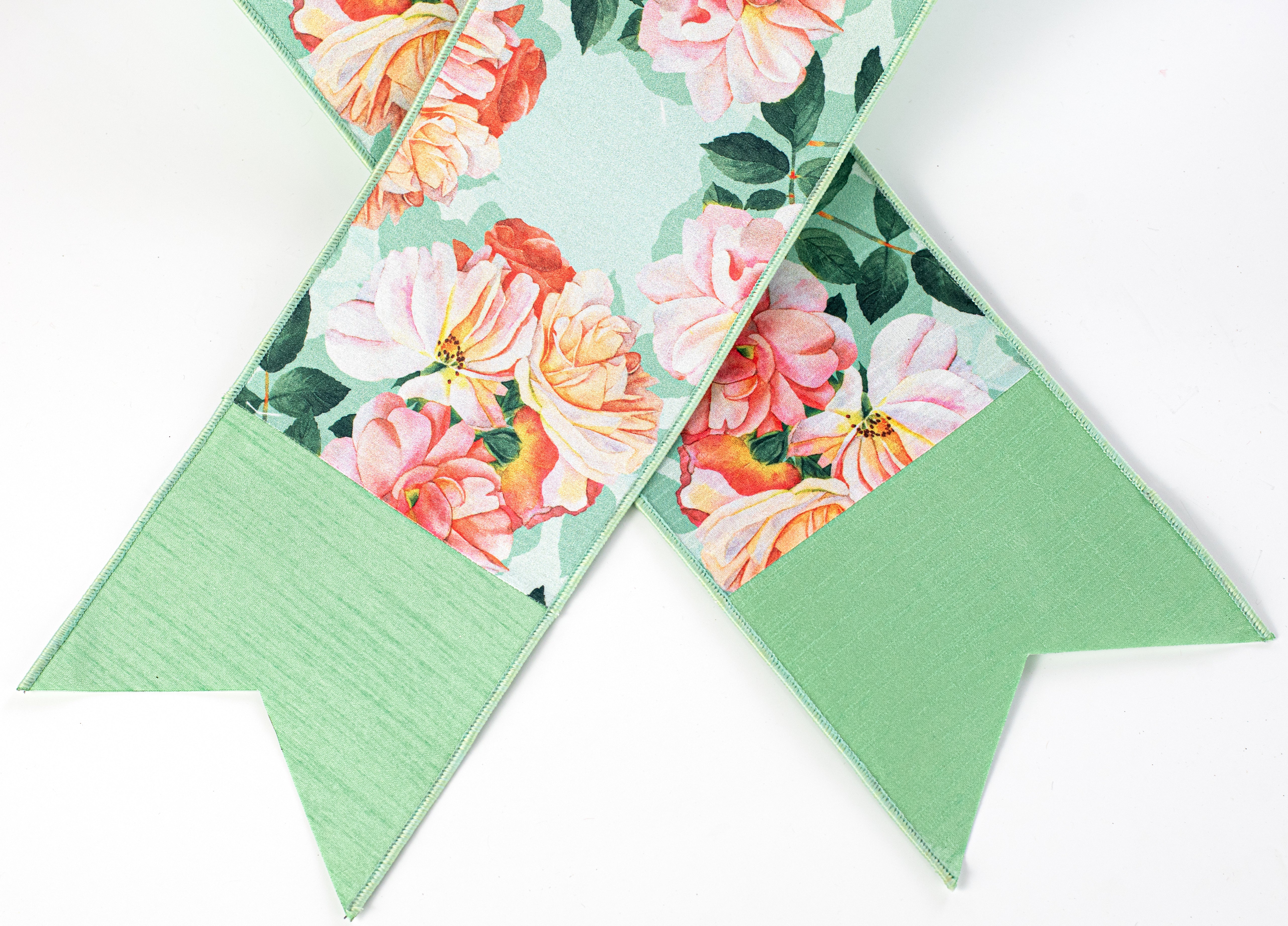 [D Stevens] 6" Dupioni Garden Roses Banner: Peach & Green detail photo 3