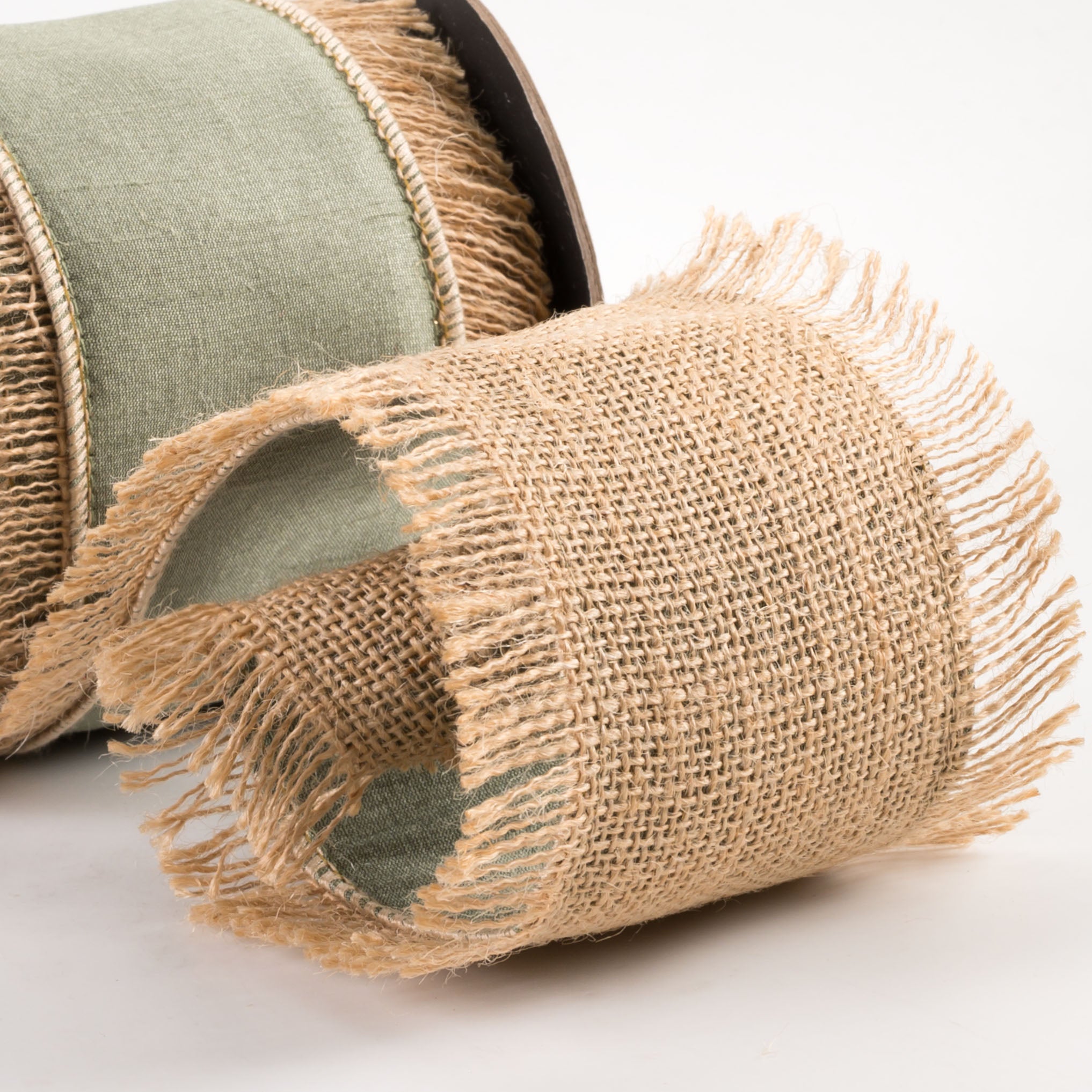 [D Stevens] 4" Dupioni Jute Fringe Edge Ribbon: Spruce (5 Yards) detail photo 3
