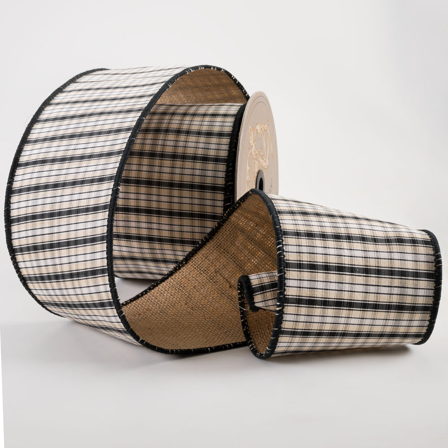[D Stevens] 4" Dupioni Kacey Plaid with Burlap Backing Ribbon (10 Yards) Lifestyle Photo