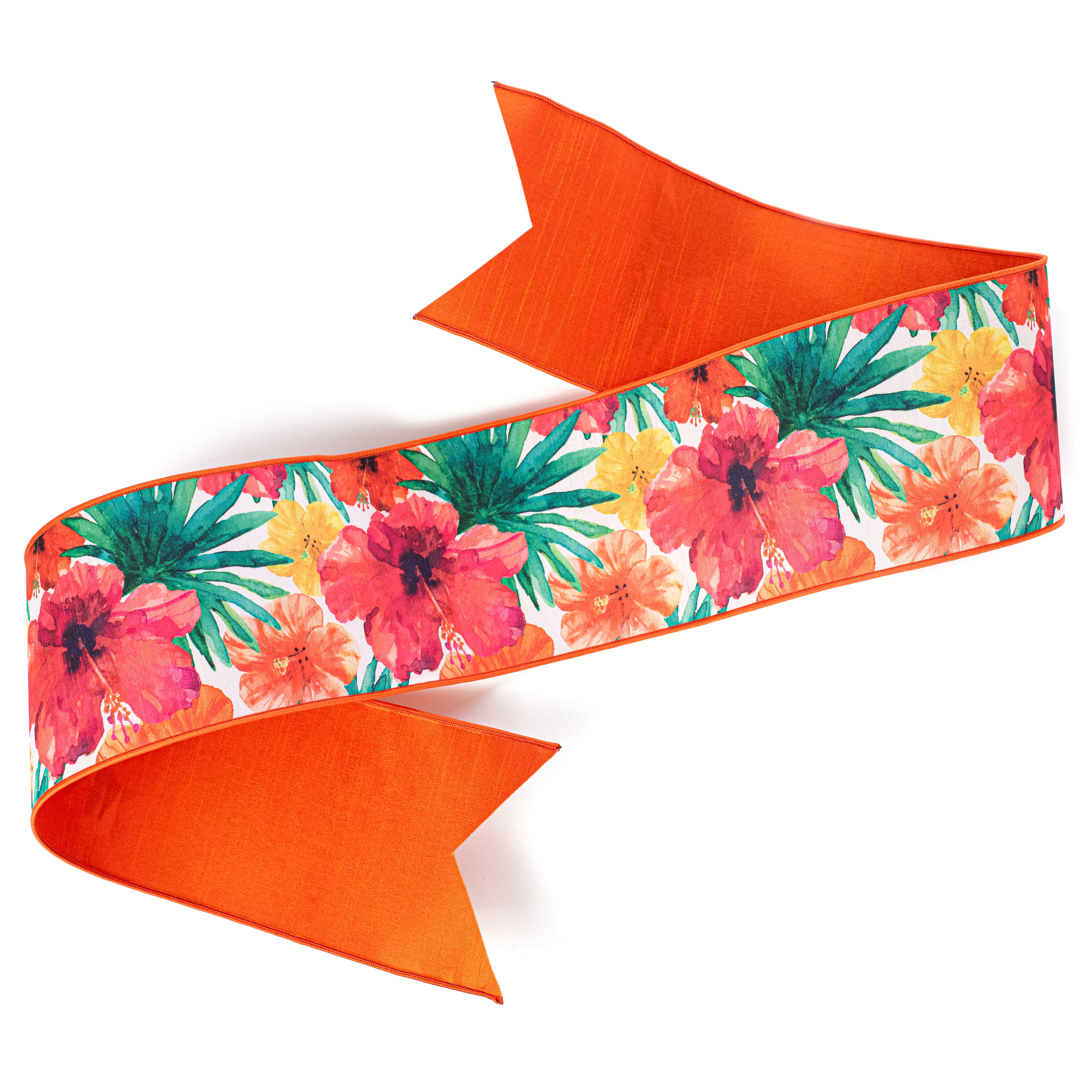[D Stevens] 6" Dupioni Tropical Hibiscus Wreath Sash Item Number: 05-1061