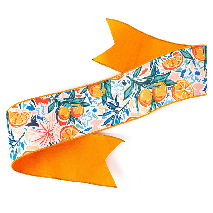 [D Stevens] 6" Dupioni Watercolor Citrus Oranges Wreath Sash Item Number: 05-1060