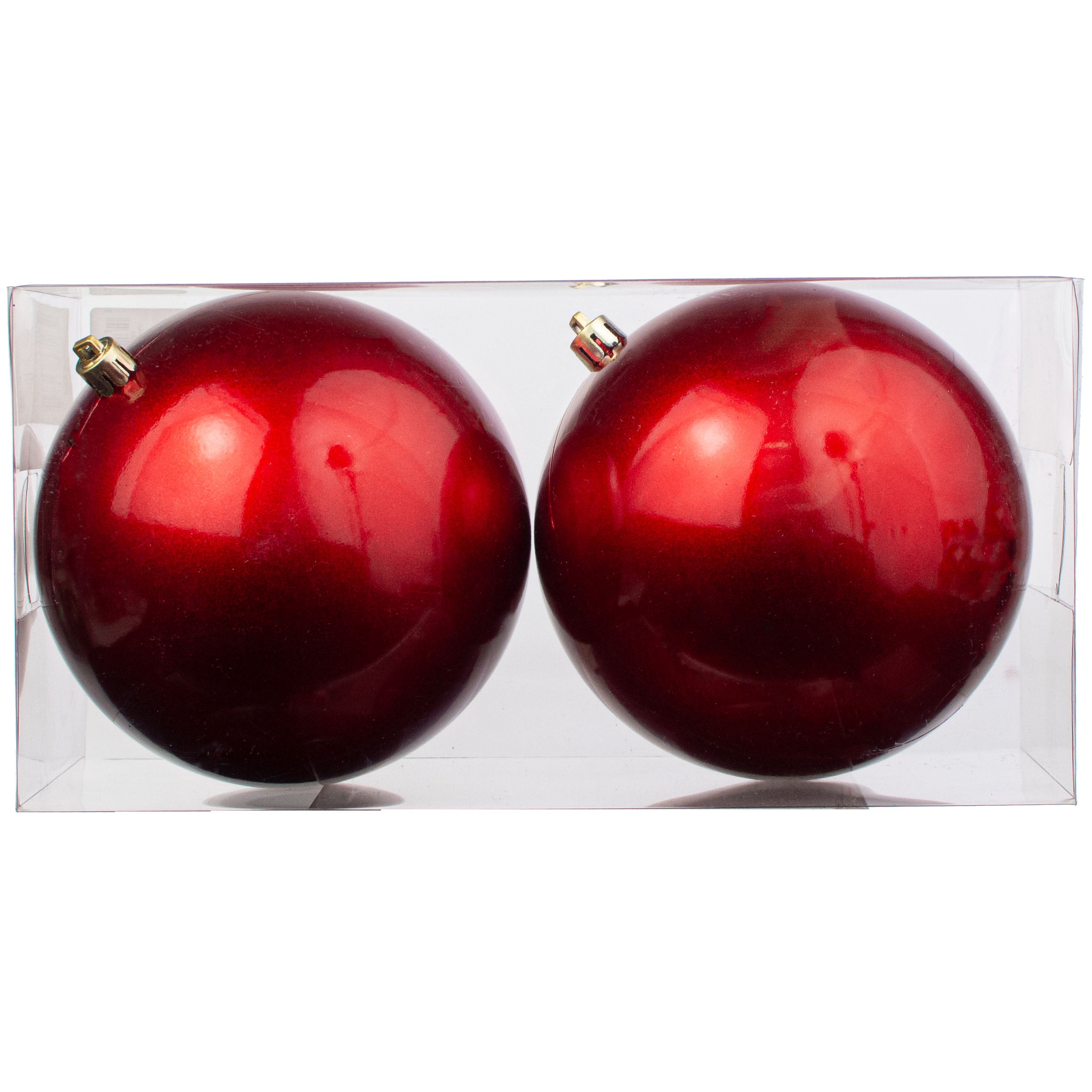120MM Plastic Ball Ornament: Candy Apple Red (Set of 2)