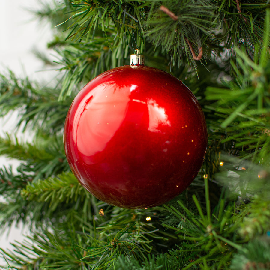 120MM Plastic Ball Ornament: Candy Apple Red (Set of 2)