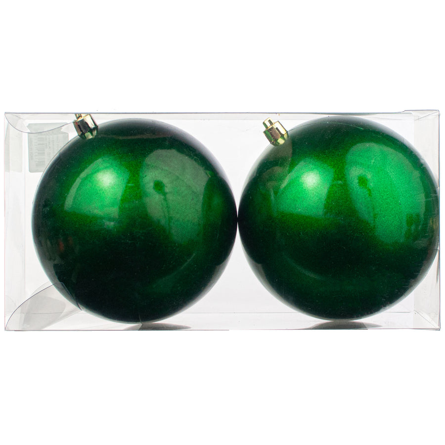 120MM Plastic Ball Ornaments: Candy Apple Green (Set of 2)