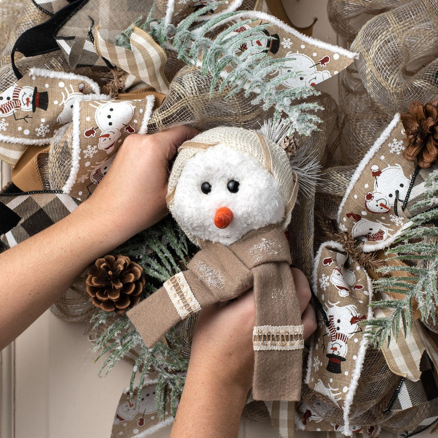 6.5" Frosted Linen Snowman Ornament: Grey