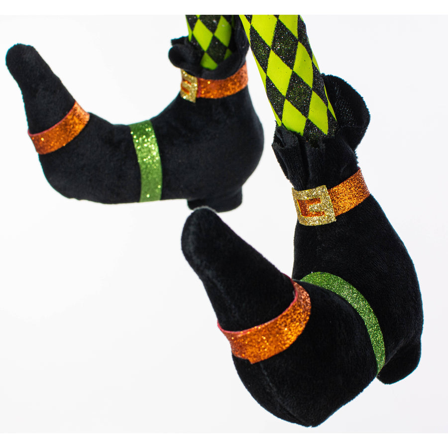 30" Glitter Halloween Harlequin Witch Legs Spray