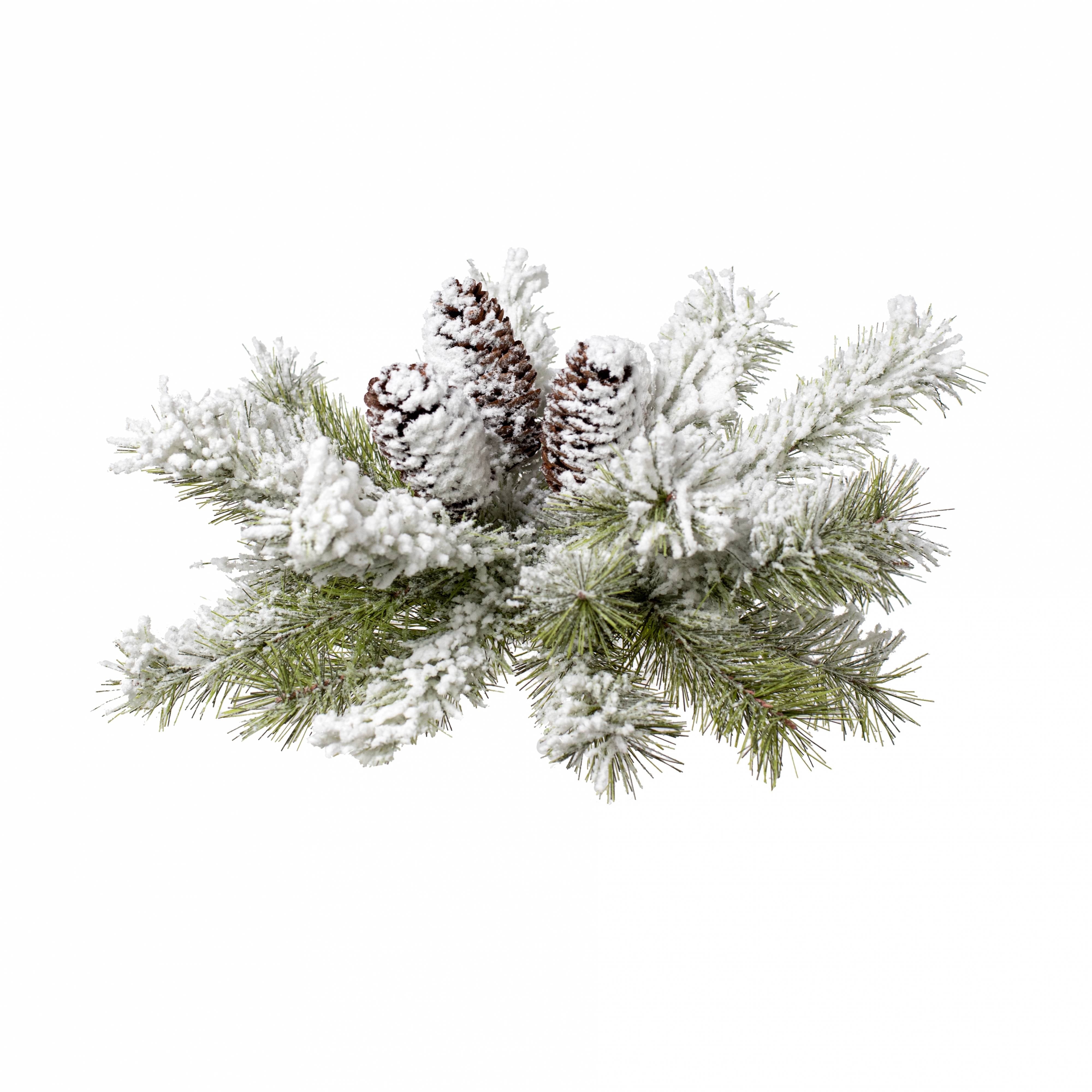 12" Flocked Dakota Pine Centerpiece Ball Swag