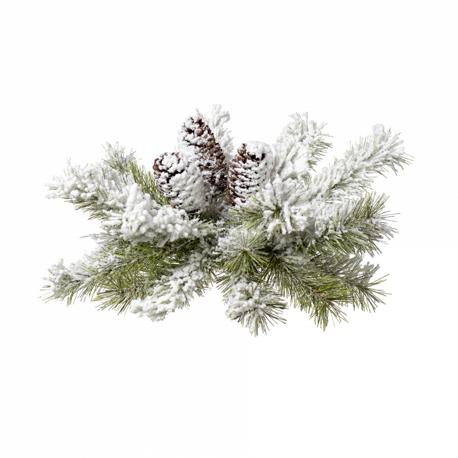 12" Flocked Dakota Pine Centerpiece Ball Swag