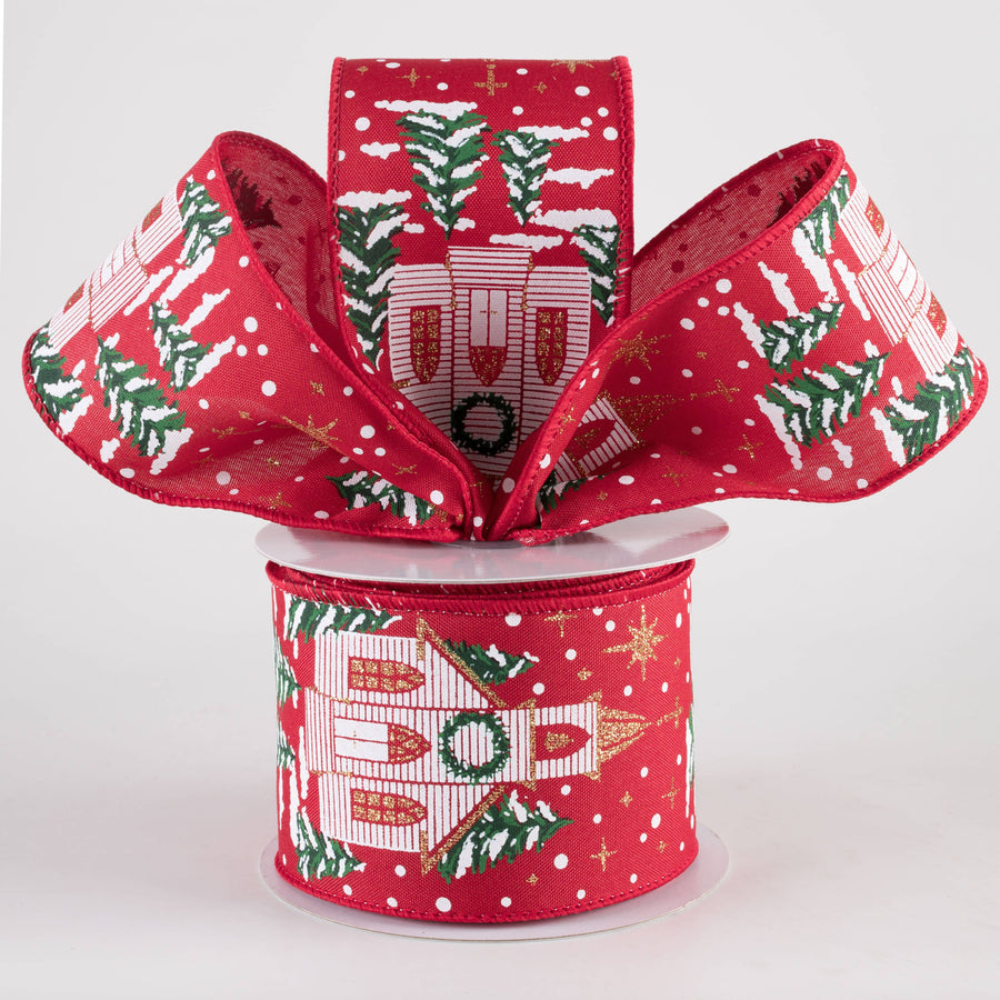 2.5" Winter Church Ribbon: Cranberry Red (10 Yards)