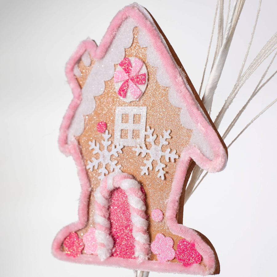 30" Pink Gingerbread House & Gingerbread Girl Spray
